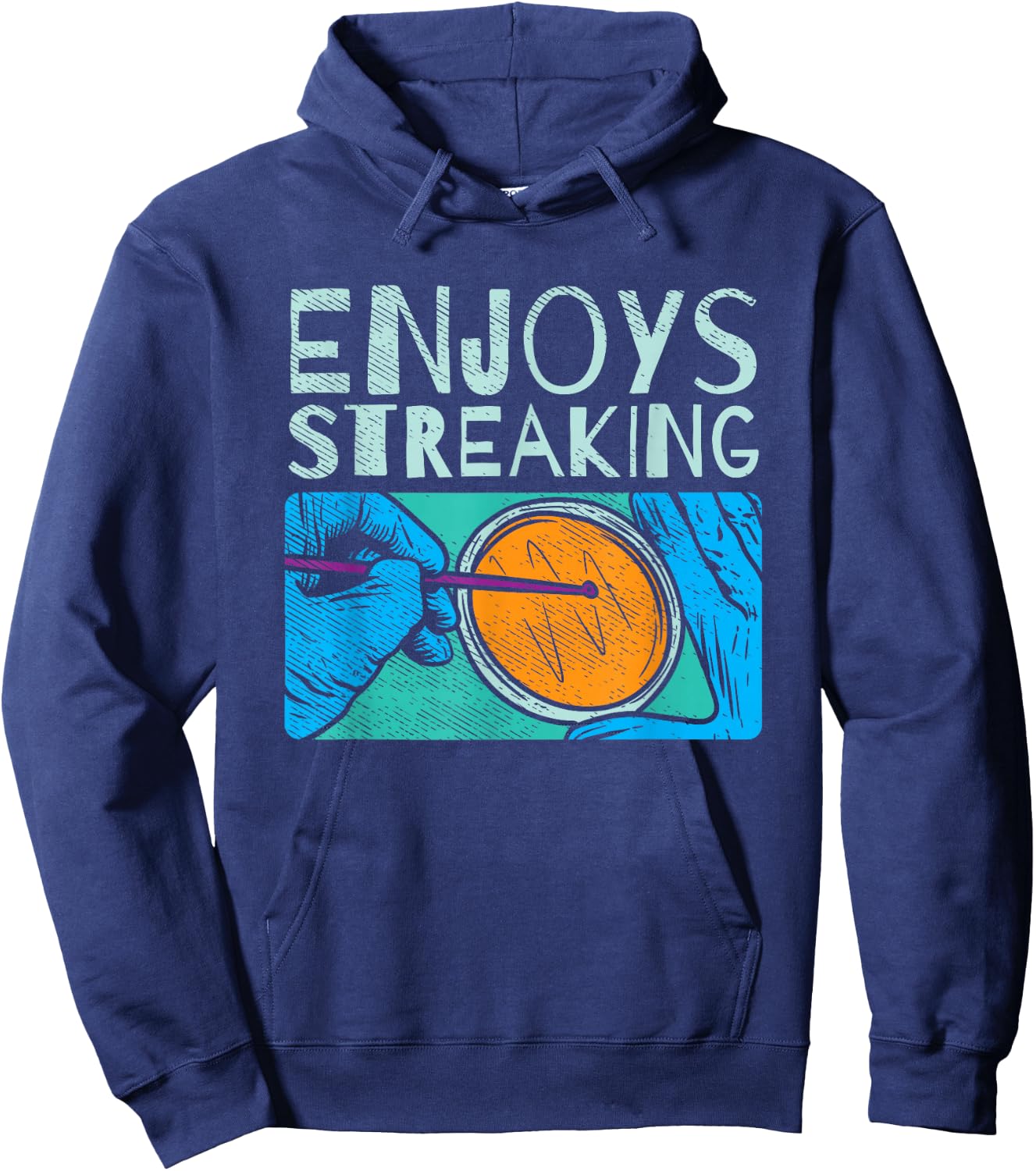 Enjoys Streaking for Microbiology Hoodie - Hoodie | Navy