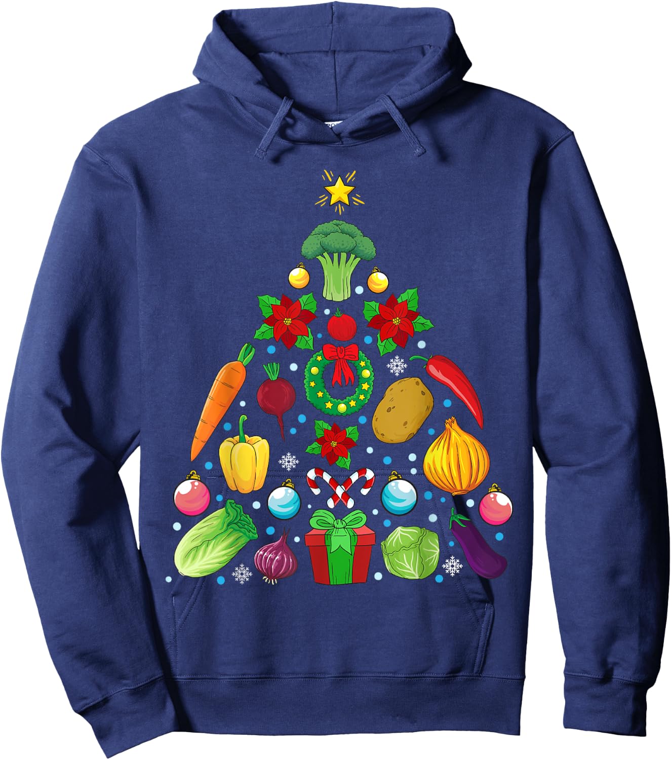 Vegetables Christmas Tree Vegan Gift Hoodie - Hoodie | Navy