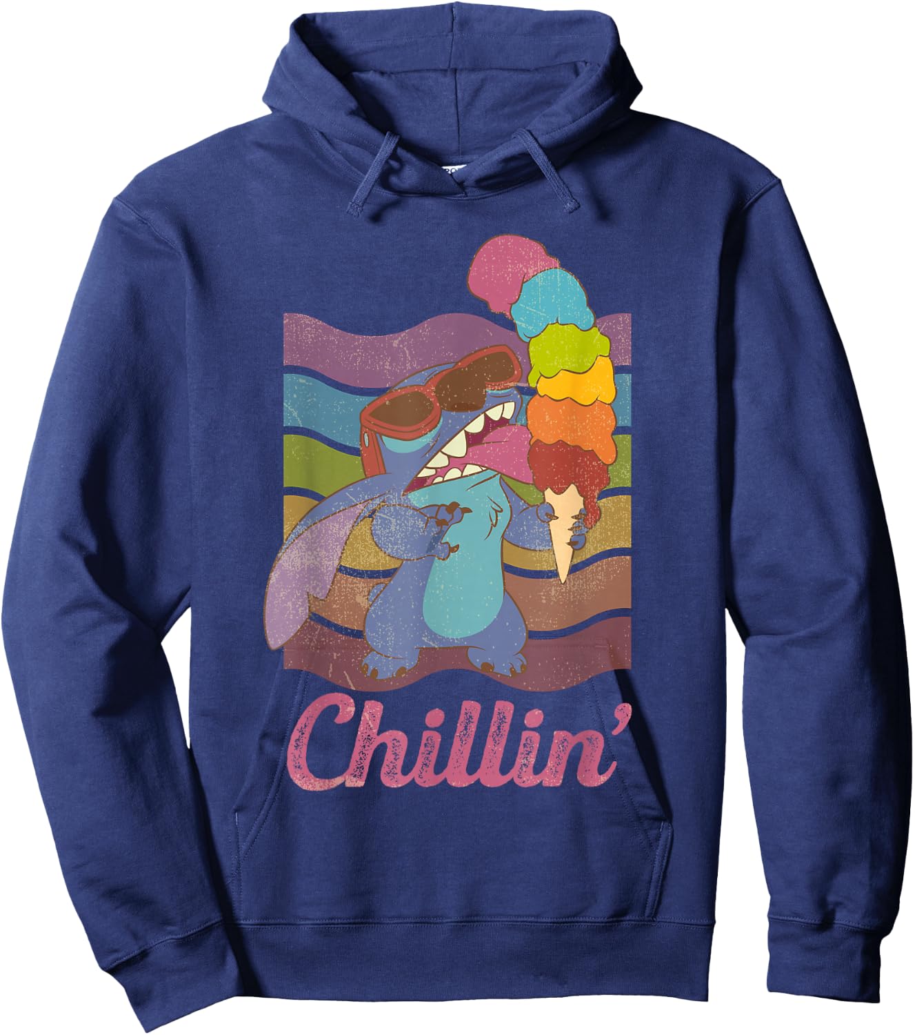 Disney Rainbow Stitch Ice Cream Chillin' Hoodie - Hoodie | Navy