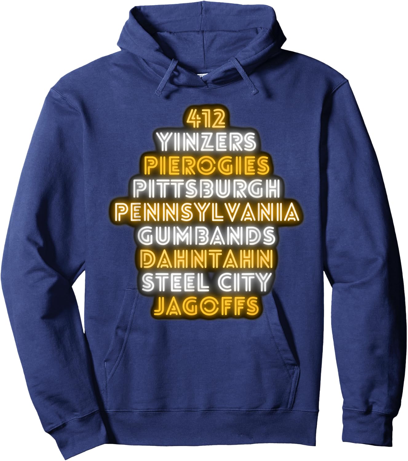 Pittsburgh 412 Jagoffs Yinzers Funny Retro Hoodie - Hoodie | Navy