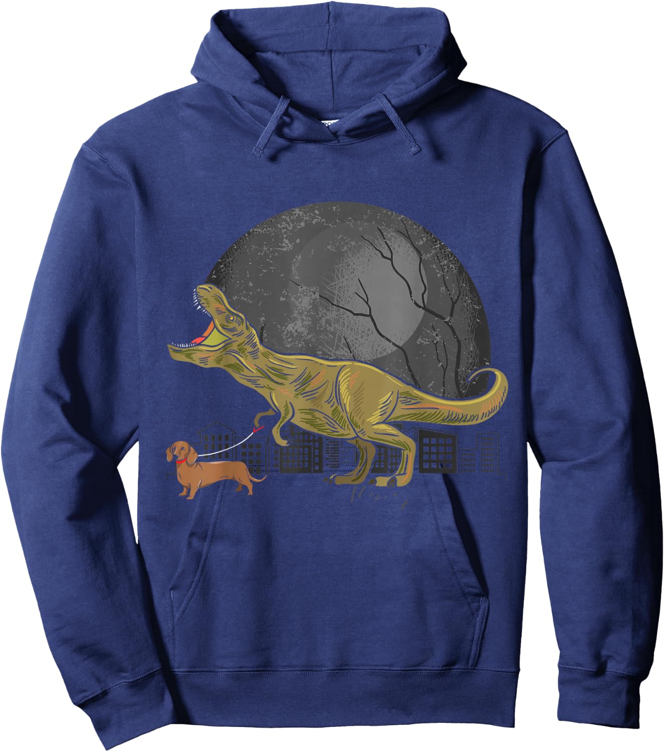Dinosaur T Rex Dog Dachshund Women Girls Kids Hoodie - Hoodie | Navy