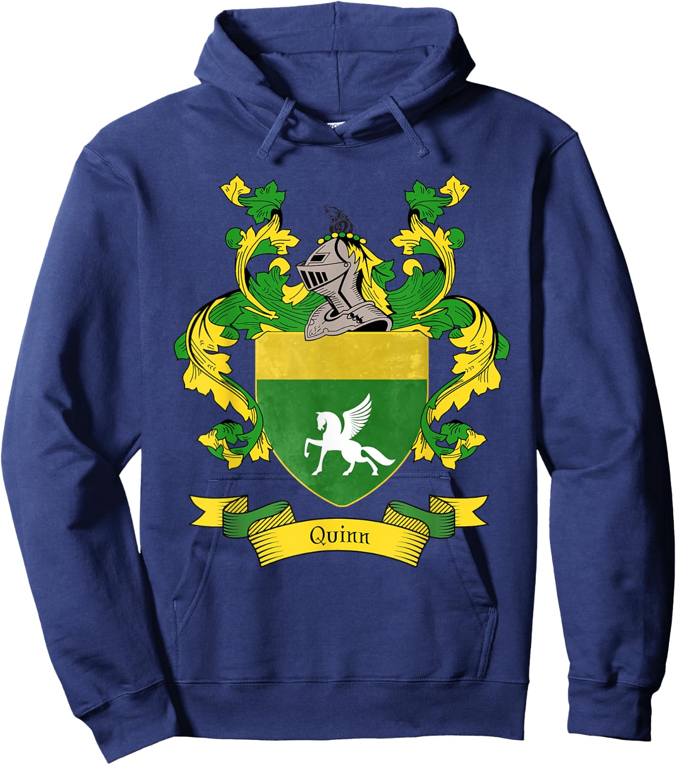 Quinn Coat of Arms | Quinn Surname Family Crest Hoodie - Hoodie | Navy
