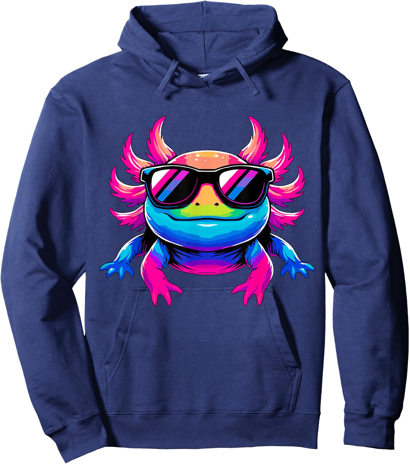 Cool Tie-Dye Axolotl Sunglasses Hoodie - Hoodie | Navy