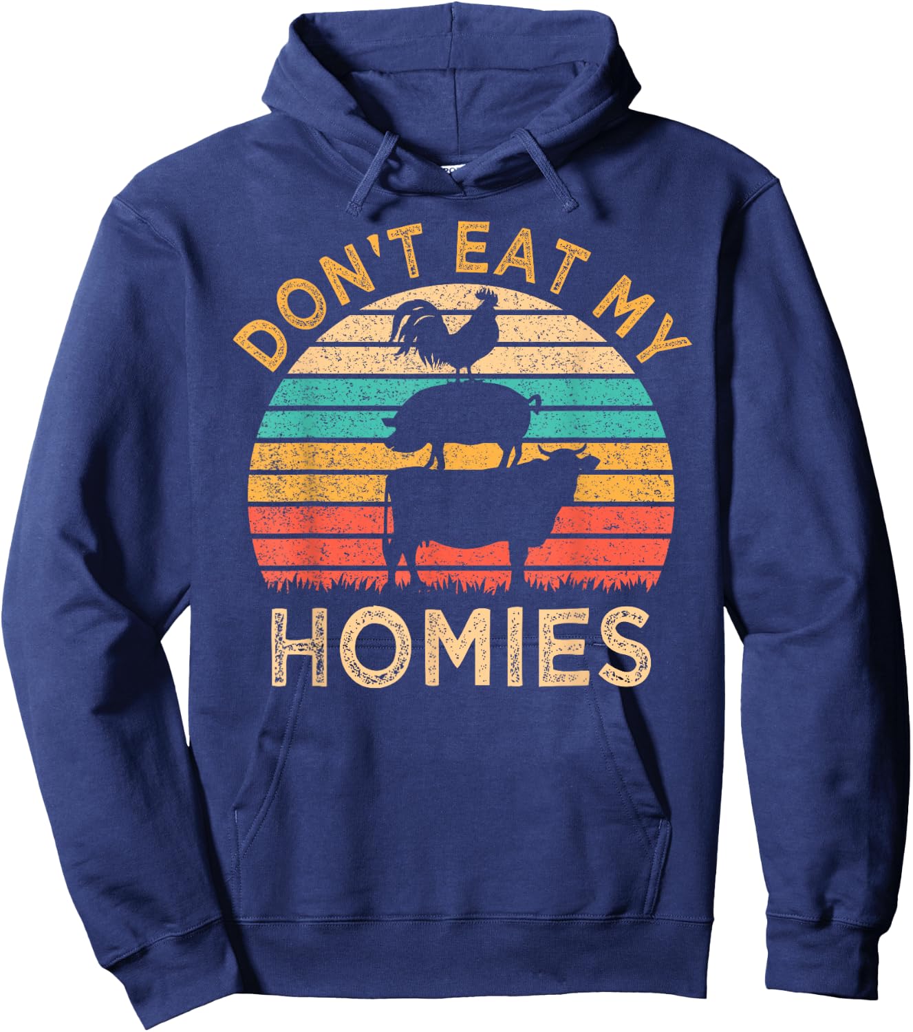 Vegan Don't Eat My Homies Funny Vegetarian Hoodie - Hoodie | Navy