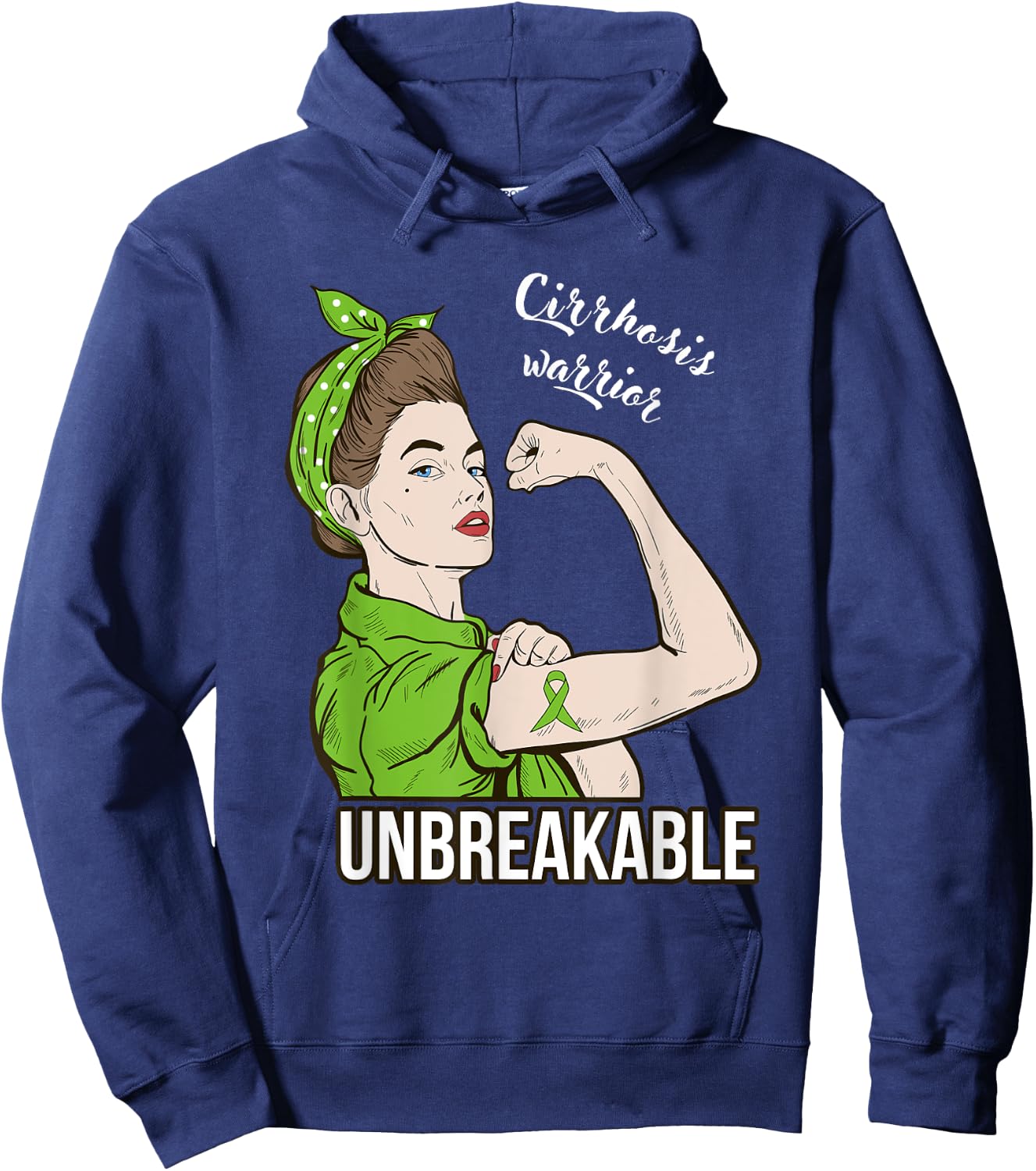 Cirrhosis Awareness Warrior Unbreakable Support Hoodie - Hoodie | Navy