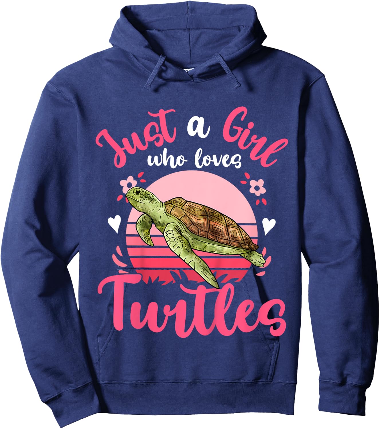 Kids Sea Turtle Just a Girl Who Loves Turtles Hoodie - Hoodie | Navy