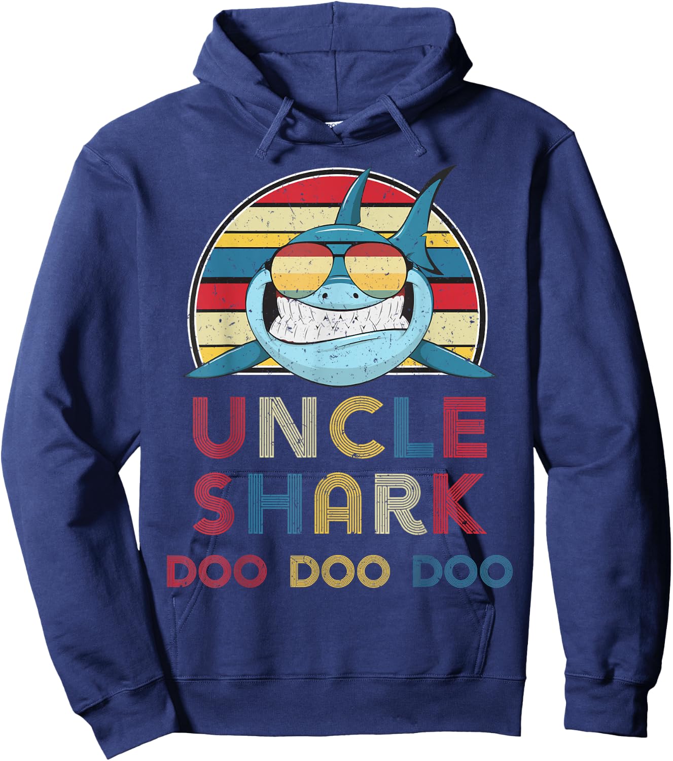 Retro Vintage Uncle Shark Gift Father Men Dad Hoodie - Hoodie | Navy