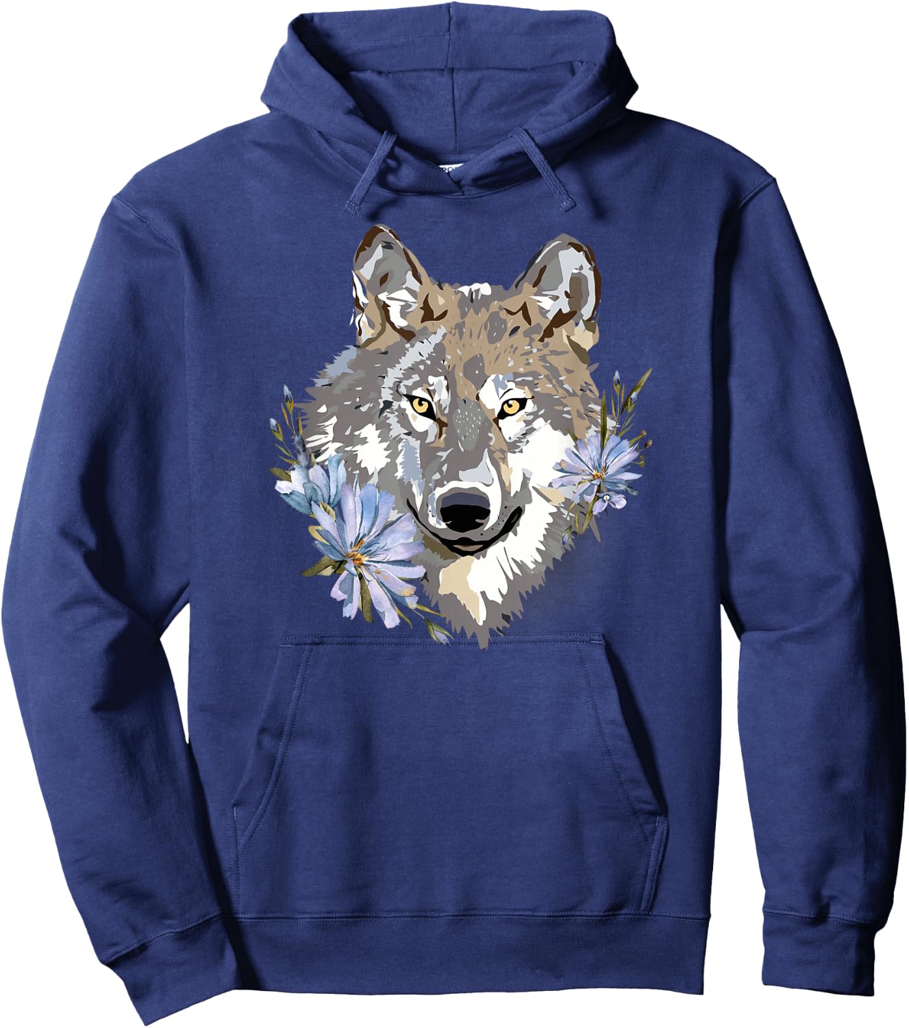 Wolf Cute Floral Graphic Wolves Women Girls Hoodie - Hoodie | Navy