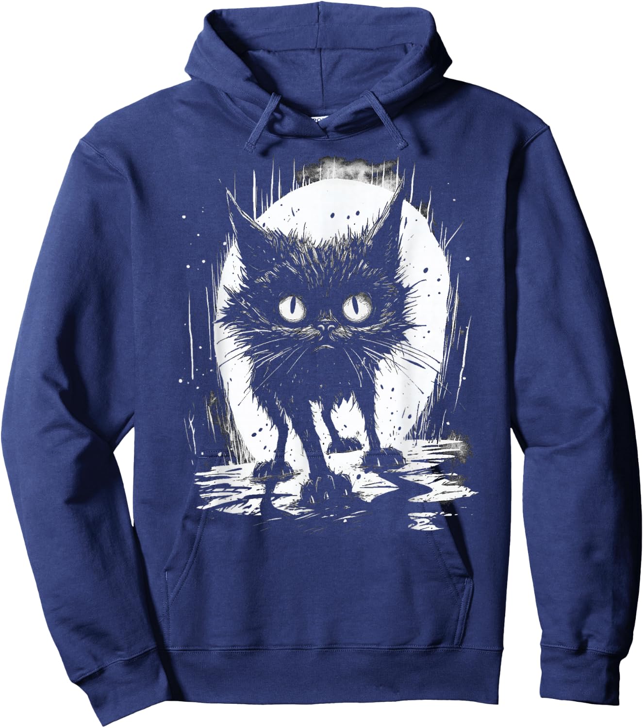 Cute Black Cat Stalks The Night Hoodie - Hoodie | Navy