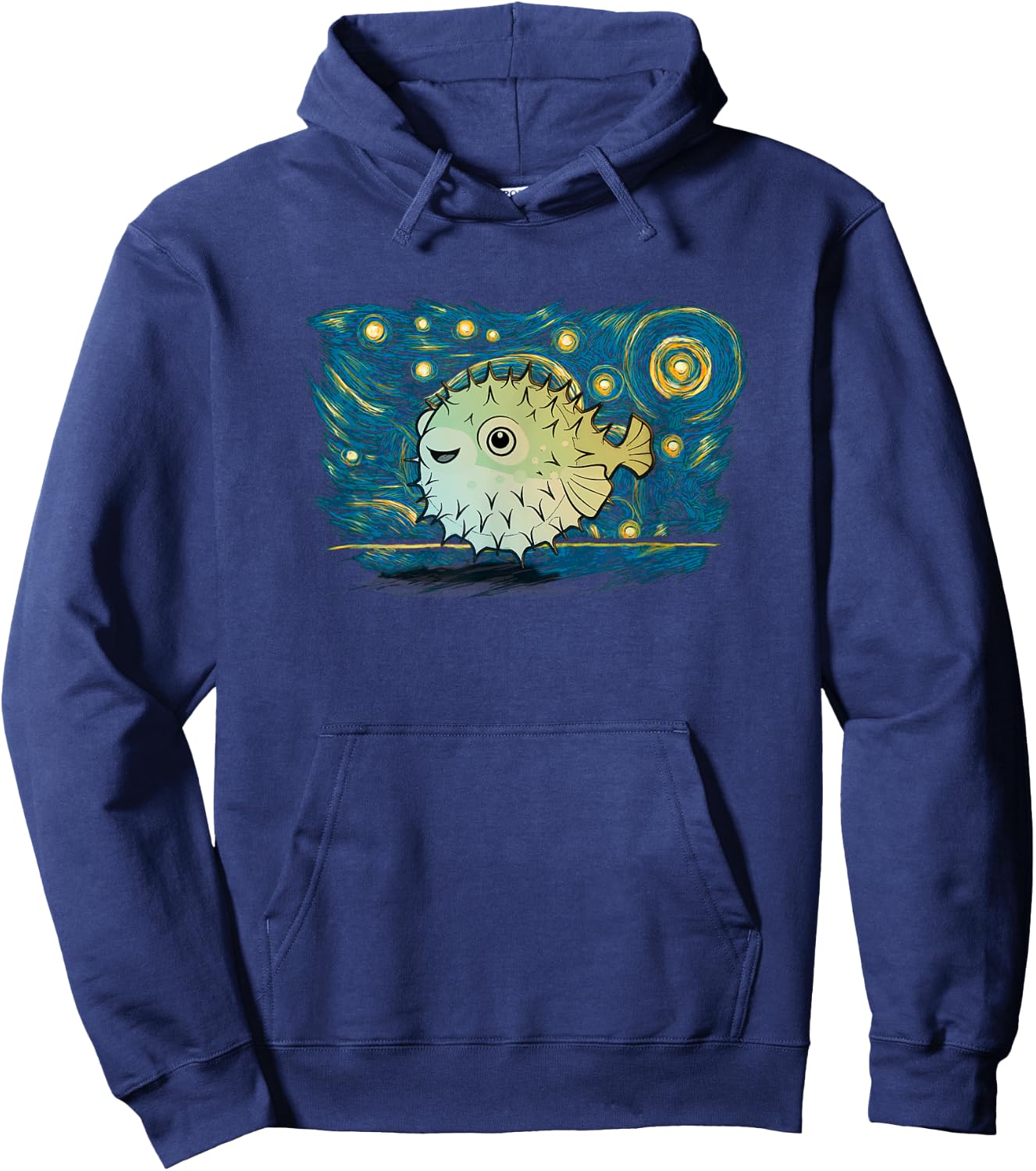 Retro Vintage Style Puffer Fish Hoodie - Hoodie | Navy