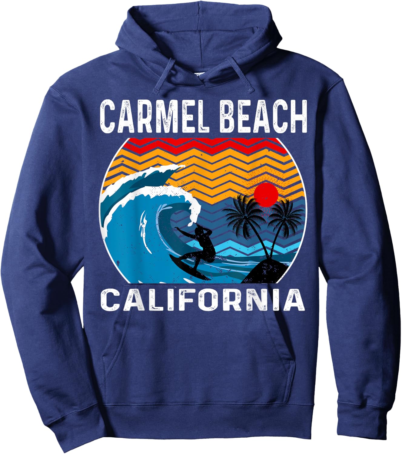 Carmel Beach California Surfboard Surfing Hoodie - Hoodie | Navy