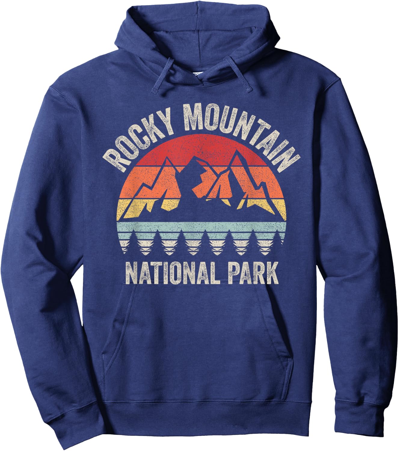 Vintage Retro Rocky Mountain National Park Hoodie - Hoodie | Navy