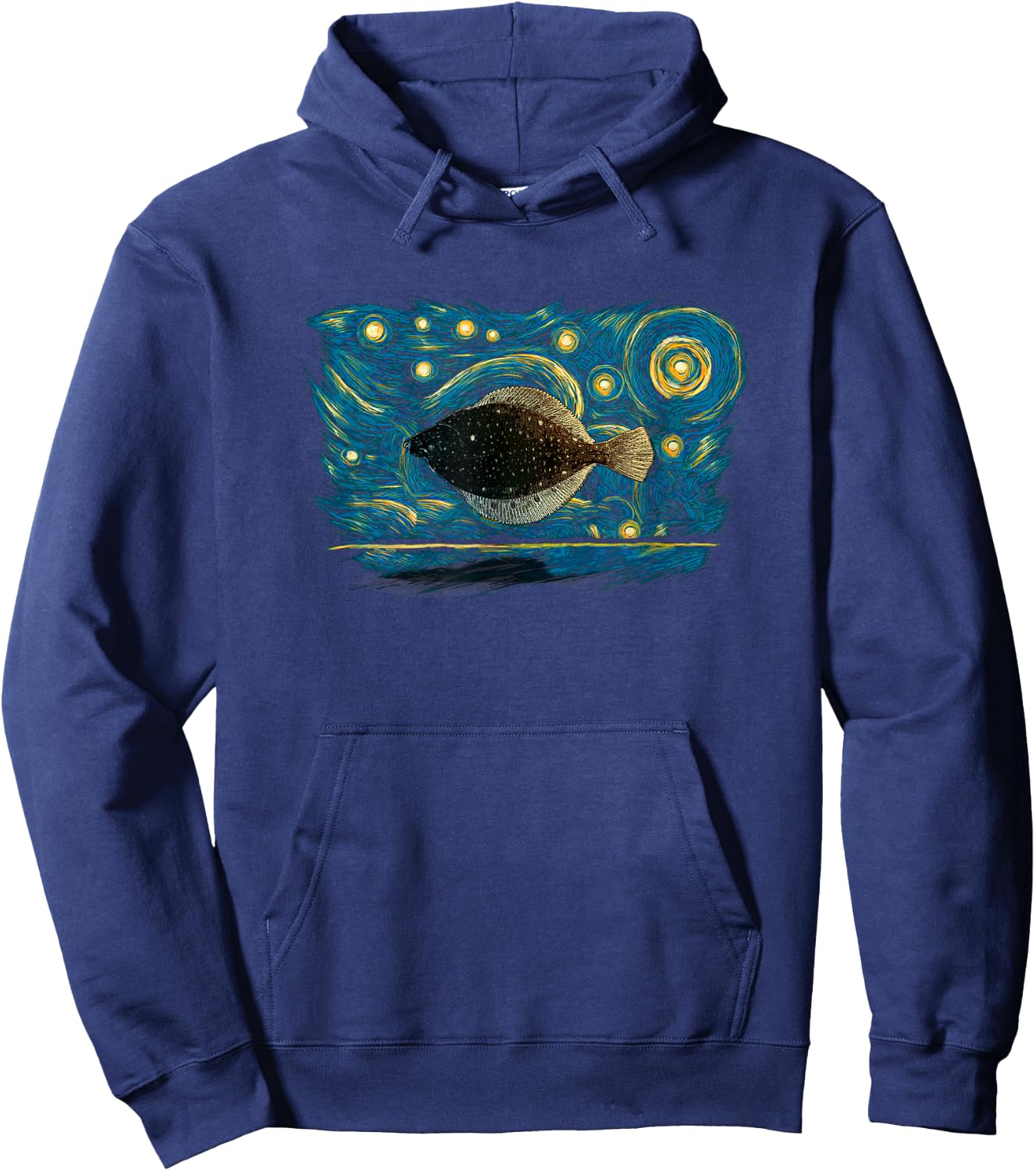 Retro Vintage Style Flounder Hoodie - Hoodie | Navy