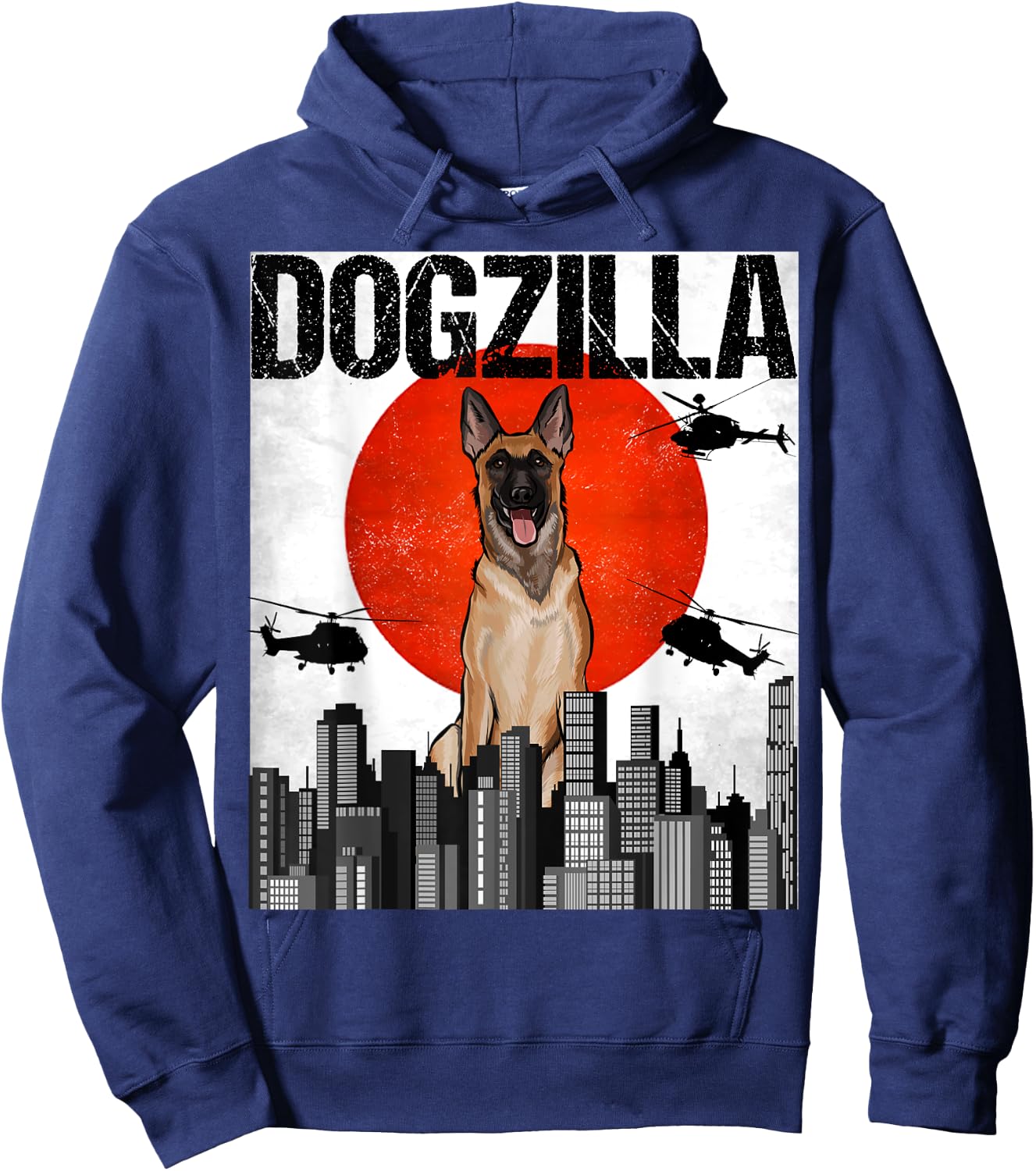 Funny Vintage Japanese Dogzilla Belgian Malinoi Hoodie - Hoodie | Navy