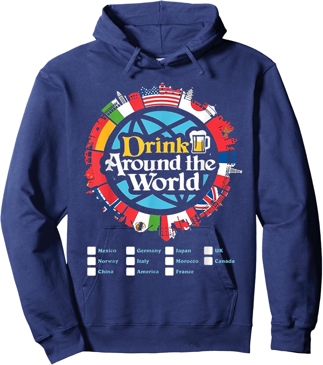 Drinking Around The World Hoodie - Hoodie | Navy