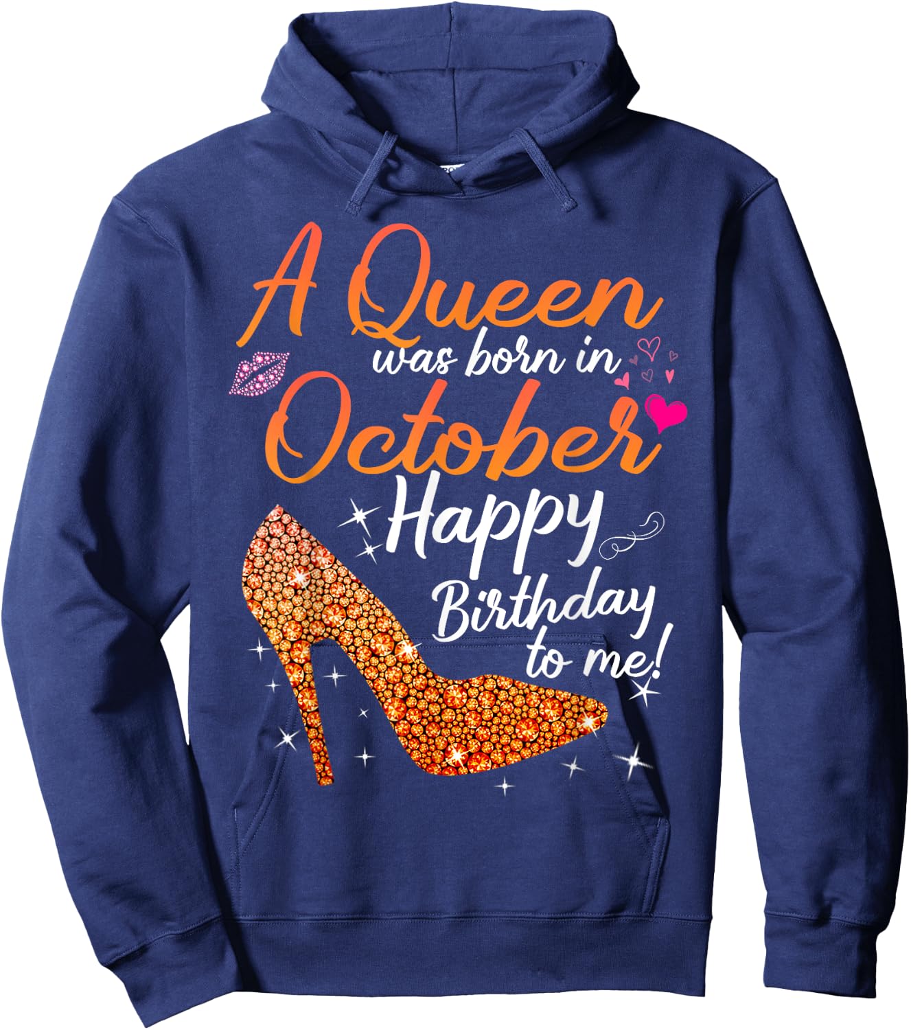 Queens Are Born In October October birthday s Hoodie - Hoodie | Navy
