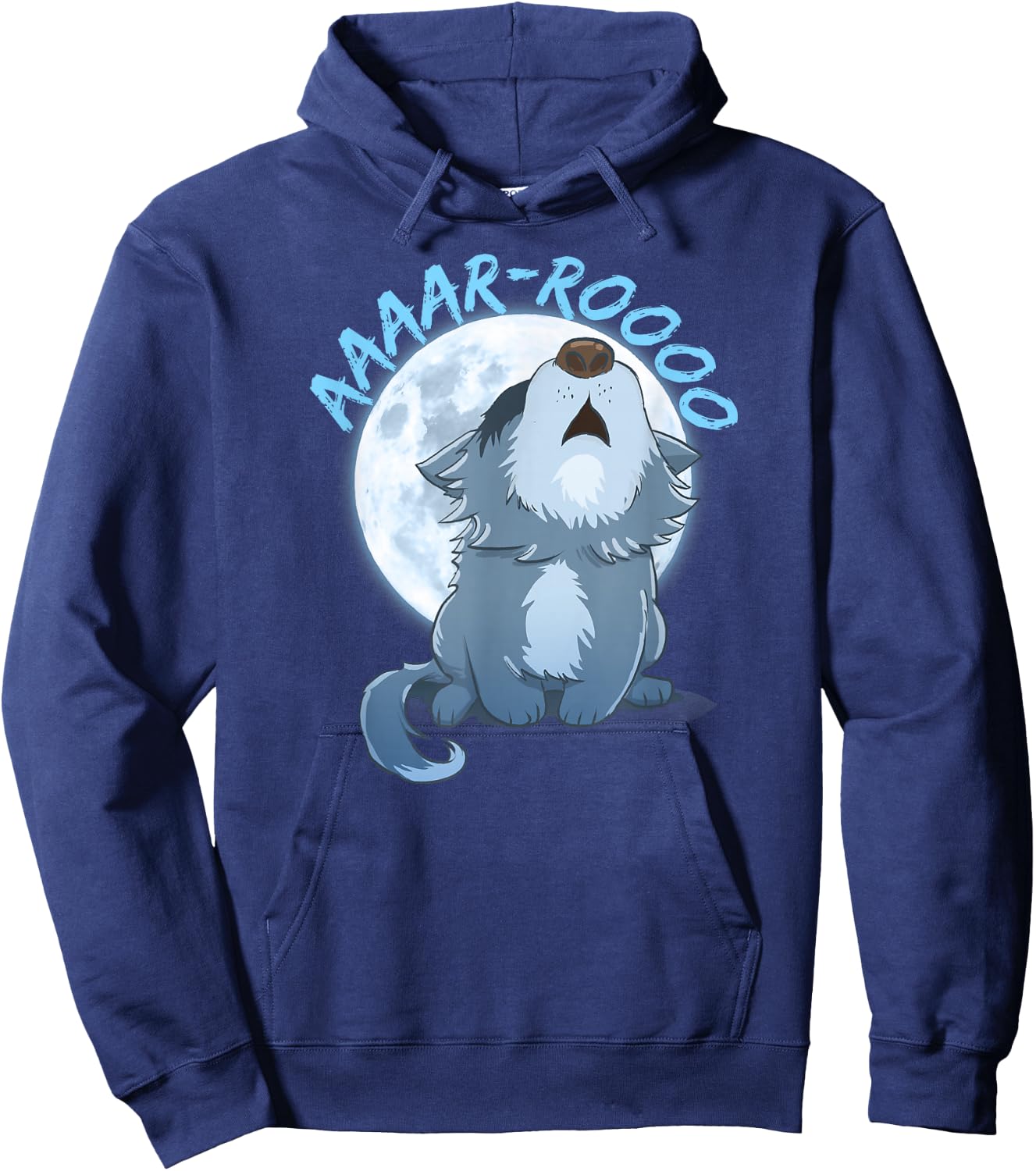 Howling Wolf Puppy Full Moon Gift Graphic T Hoodie - Hoodie | Navy