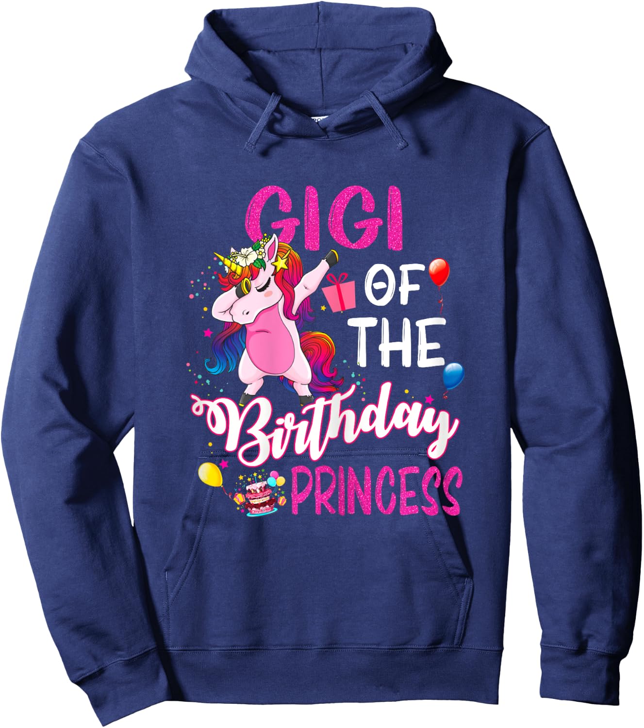 Gigi Of The Birthday Princess Unicorn Girl Hoodie - Hoodie | Navy