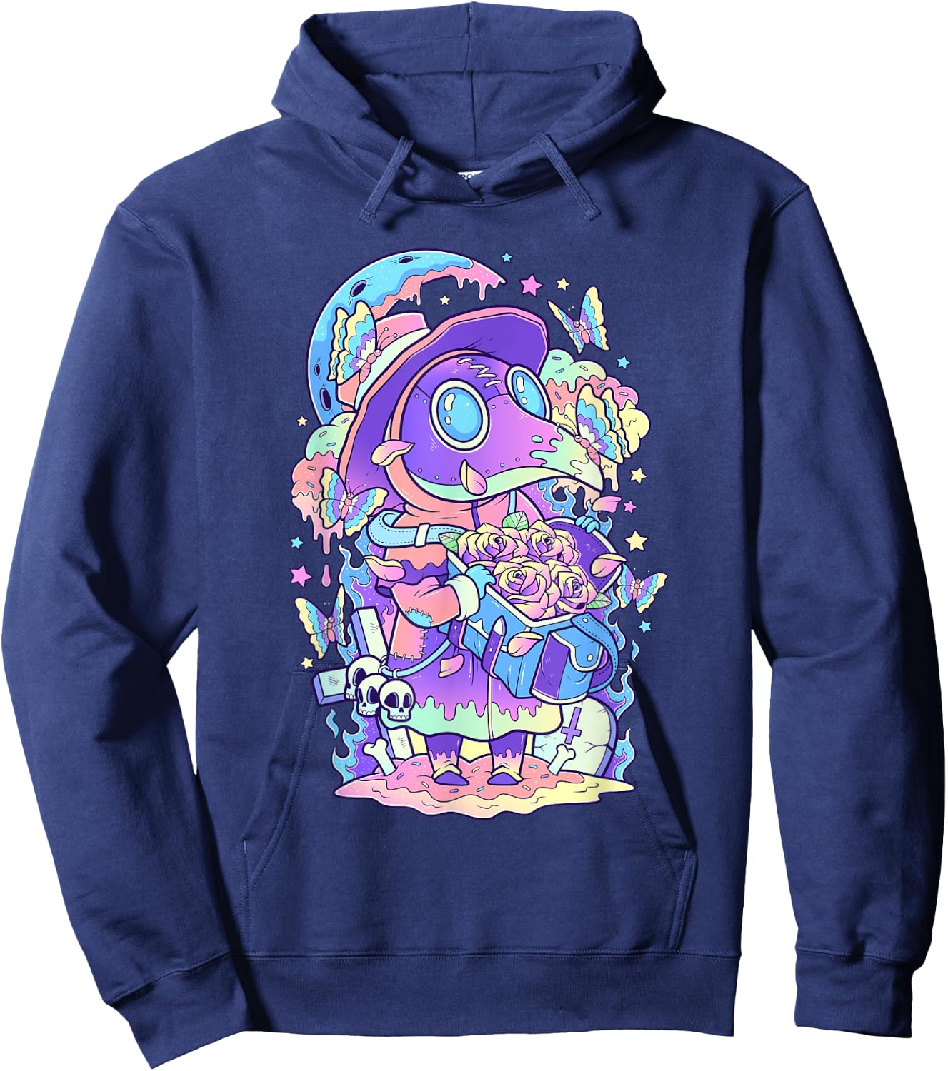 Kawaii Pastel Goth Cute and Scary Plague Doctor Hoodie - Hoodie | Navy