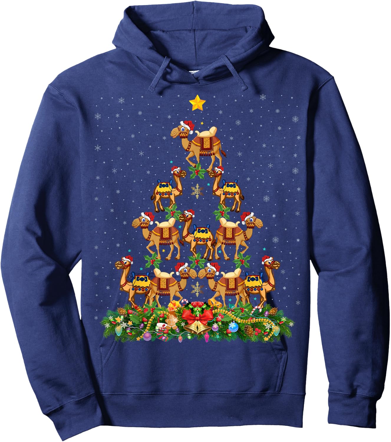 Camel Christmas Tree Gift Funny Christmas Camel Hoodie - Hoodie | Navy