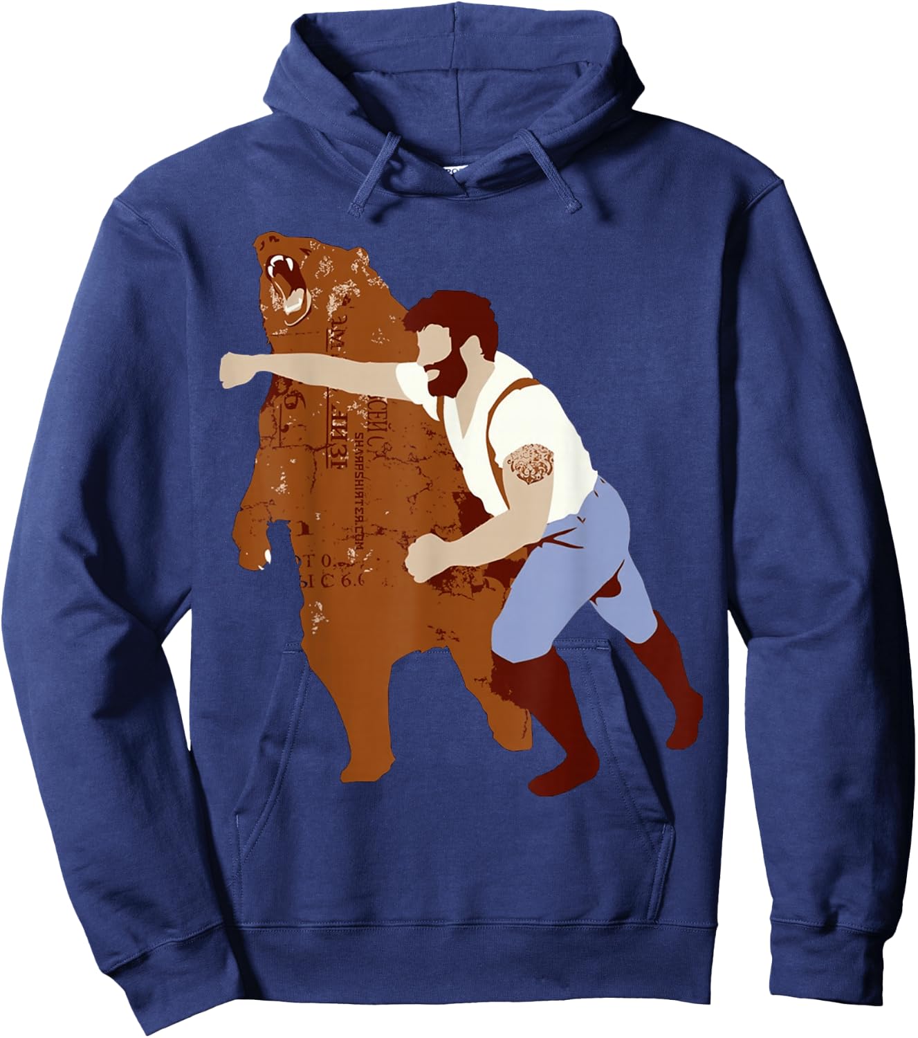 Man Punching Bear Funny Hoodie - Hoodie | Navy
