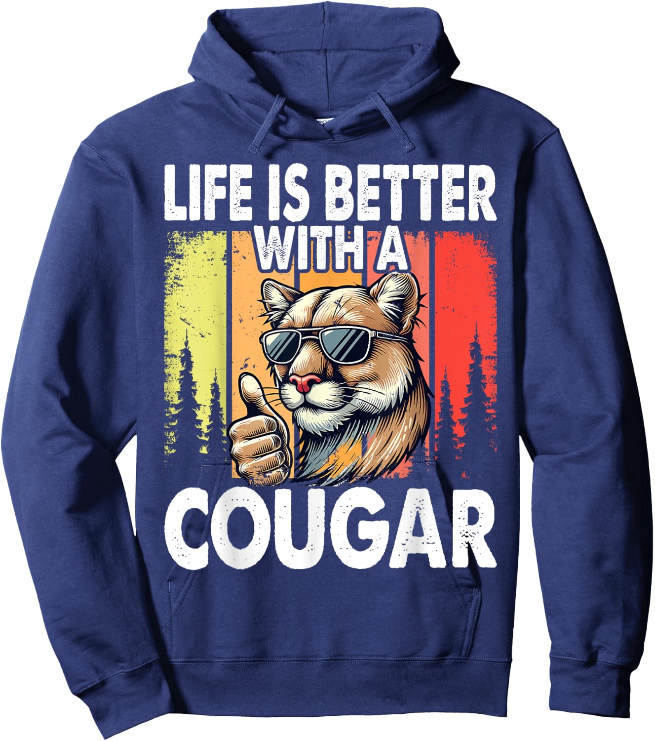 Life Is Better with A Cougar Funny Cougars Hoodie - Hoodie | Navy
