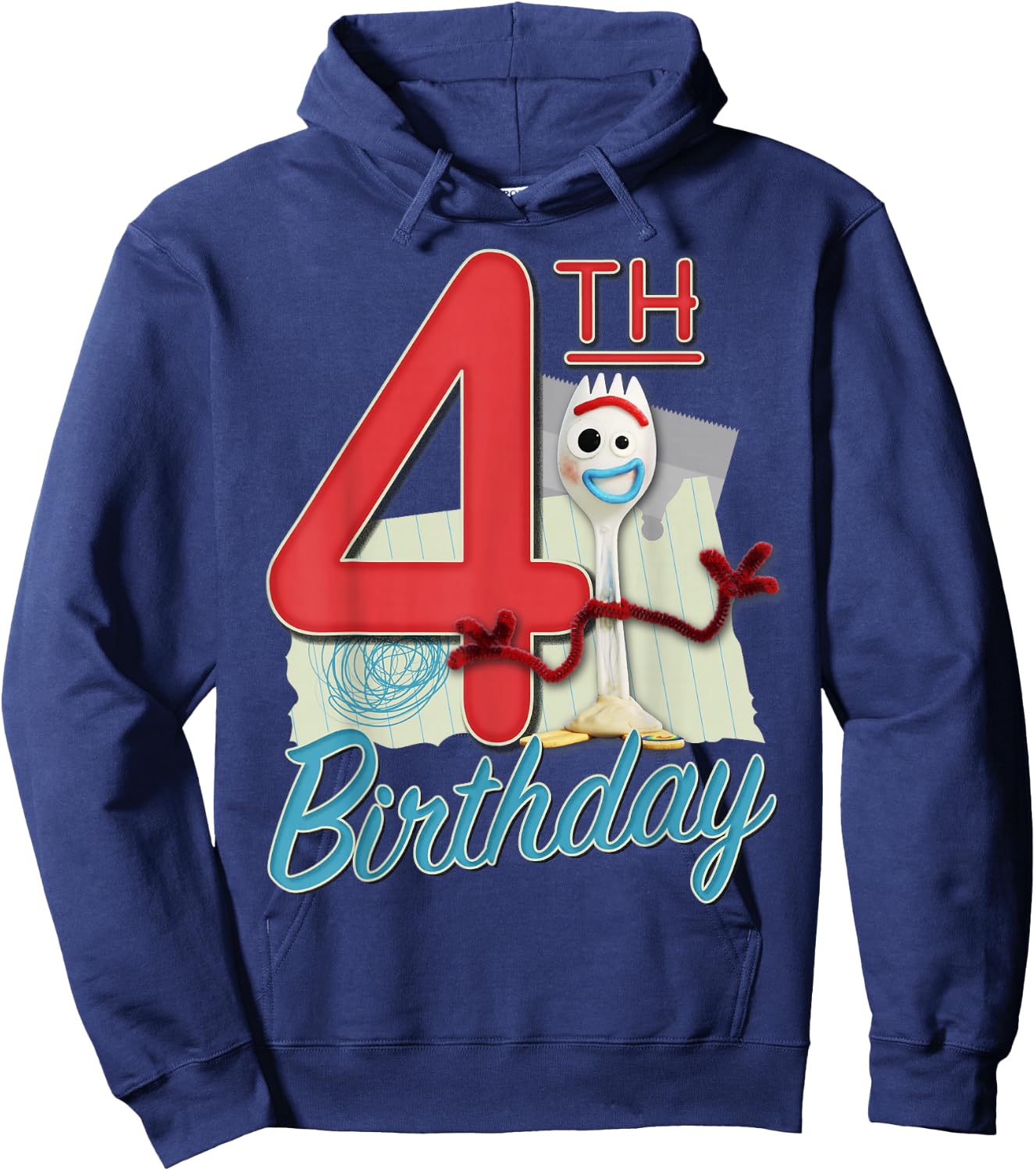 Disney Pixar Toy Story 4 Forky 4th Birthday Hoodie - Hoodie | Navy