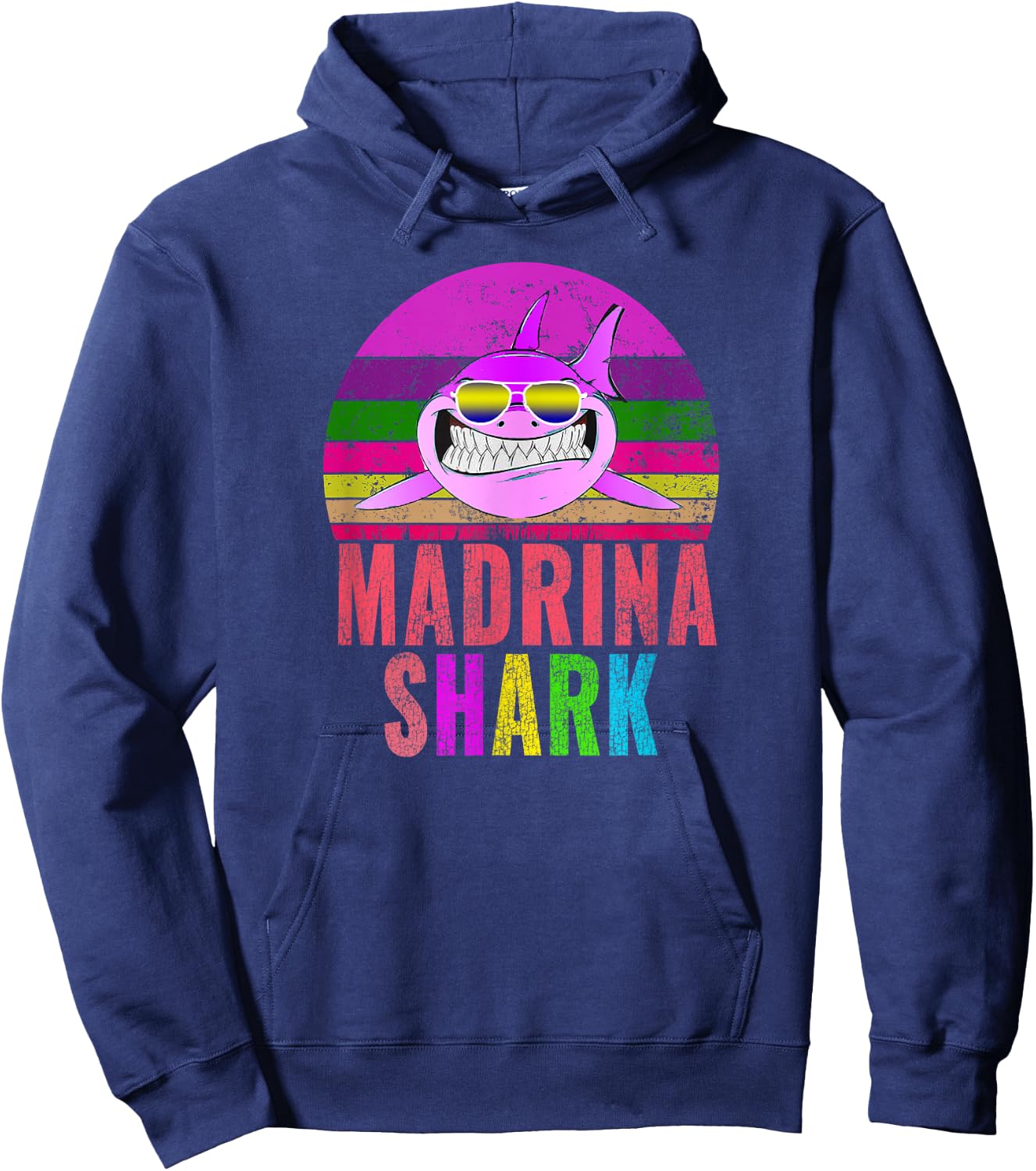 Madrina Shark Funny Spanish Godmother Vintage Hoodie - Hoodie | Navy