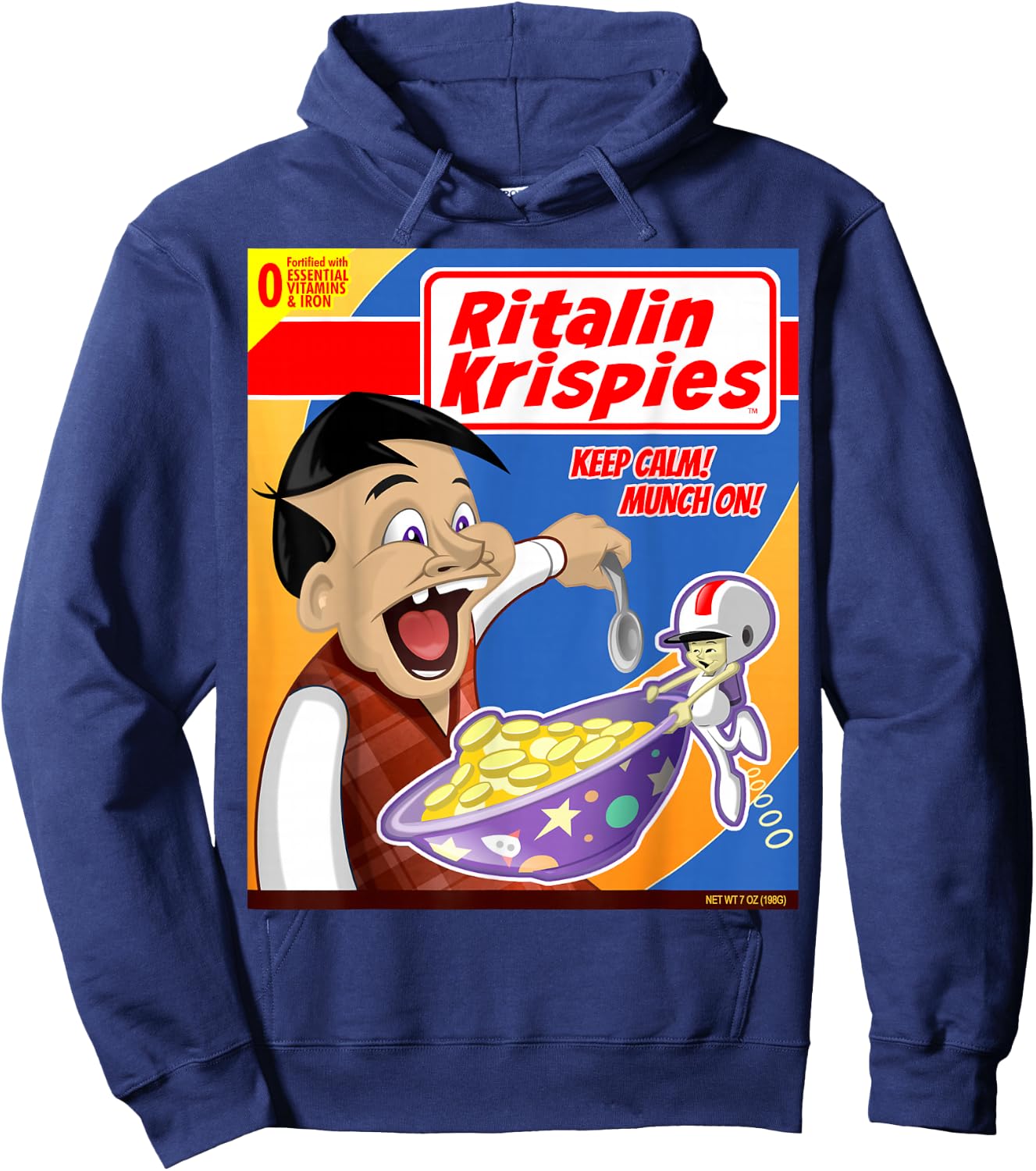 Ritalin Krispies Cereal Box Hoodie - Hoodie | Navy