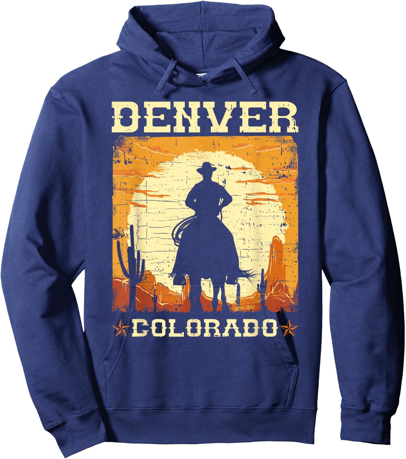 Denver Colorado CO Western Country Cowboy Hoodie - Hoodie | Navy