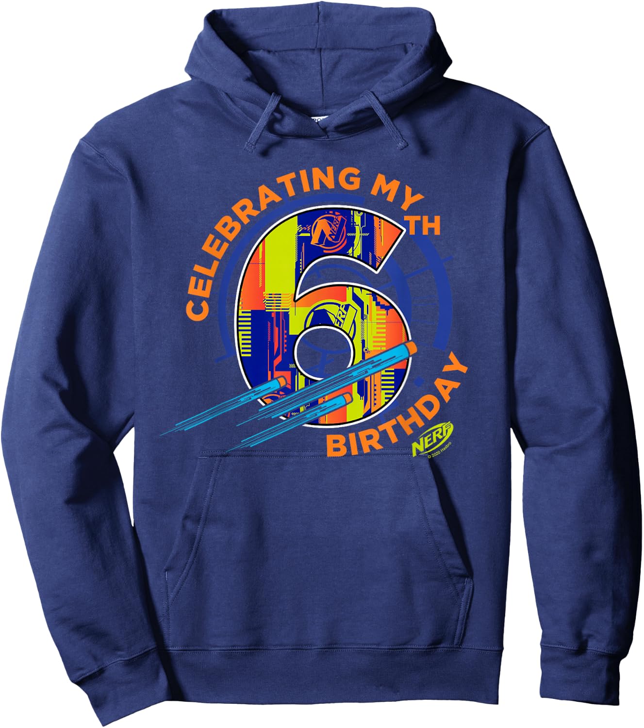 Nerf Celebrating My 6th Birthday Small Hoodie - Hoodie | Navy