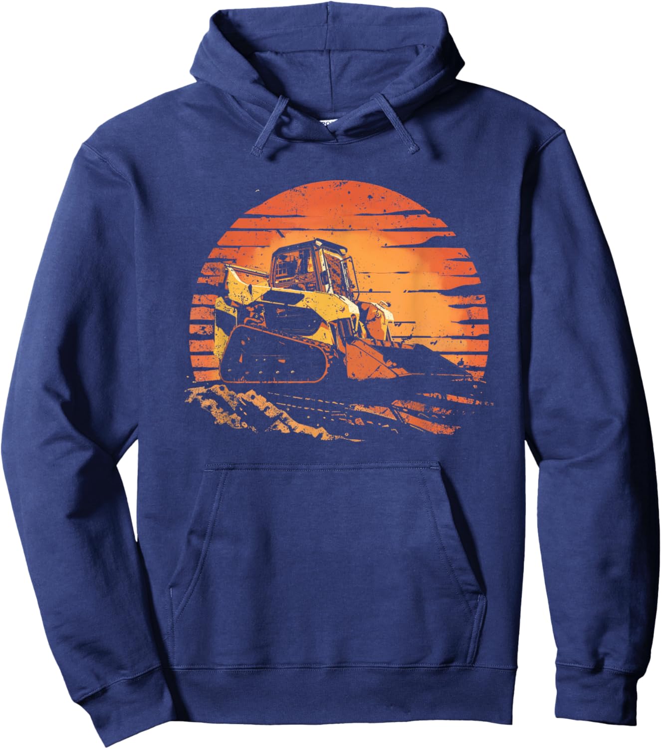 Retro sun Skid steer compact track loader Hoodie - Hoodie | Navy