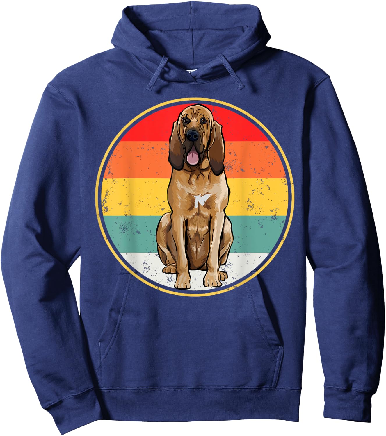 Vintage Retro Sunset Bloodhound Dog Men Women Hoodie - Hoodie | Navy