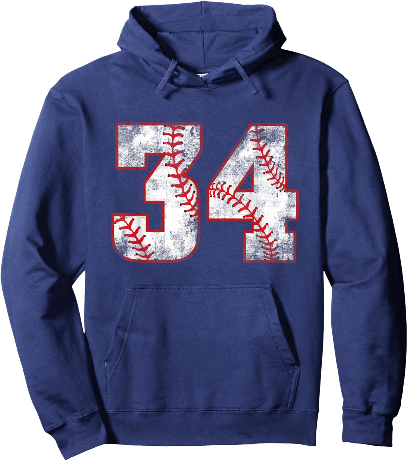 Vintage Baseball 34 Jersey Number Hoodie - Hoodie | Navy