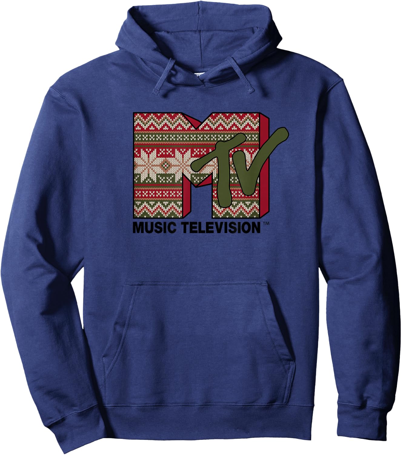 MTV Christmas Sweater Logo Hoodie - Hoodie | Navy