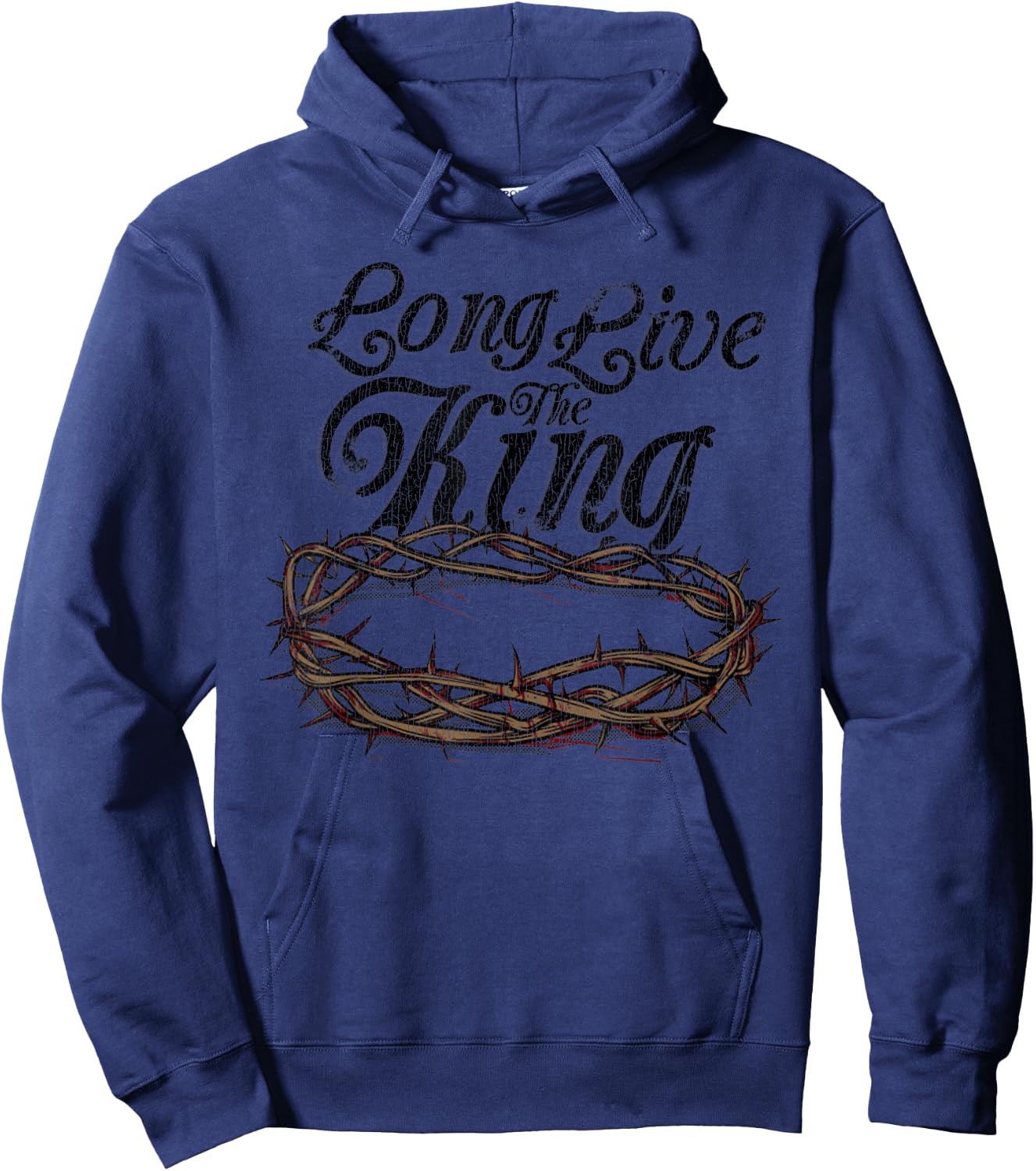 Vintage Long Live The King Jesus Christ Hoodie - Hoodie | Navy