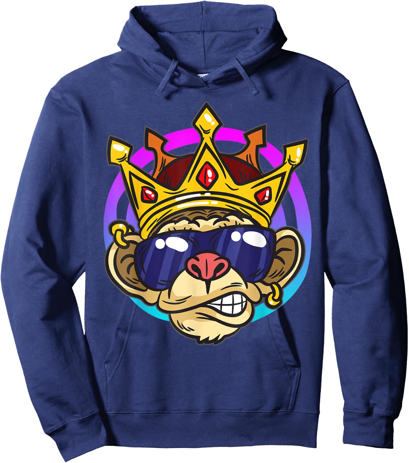 Chimpanzee King | Monkey Crown Ape Hoodie - Hoodie | Navy