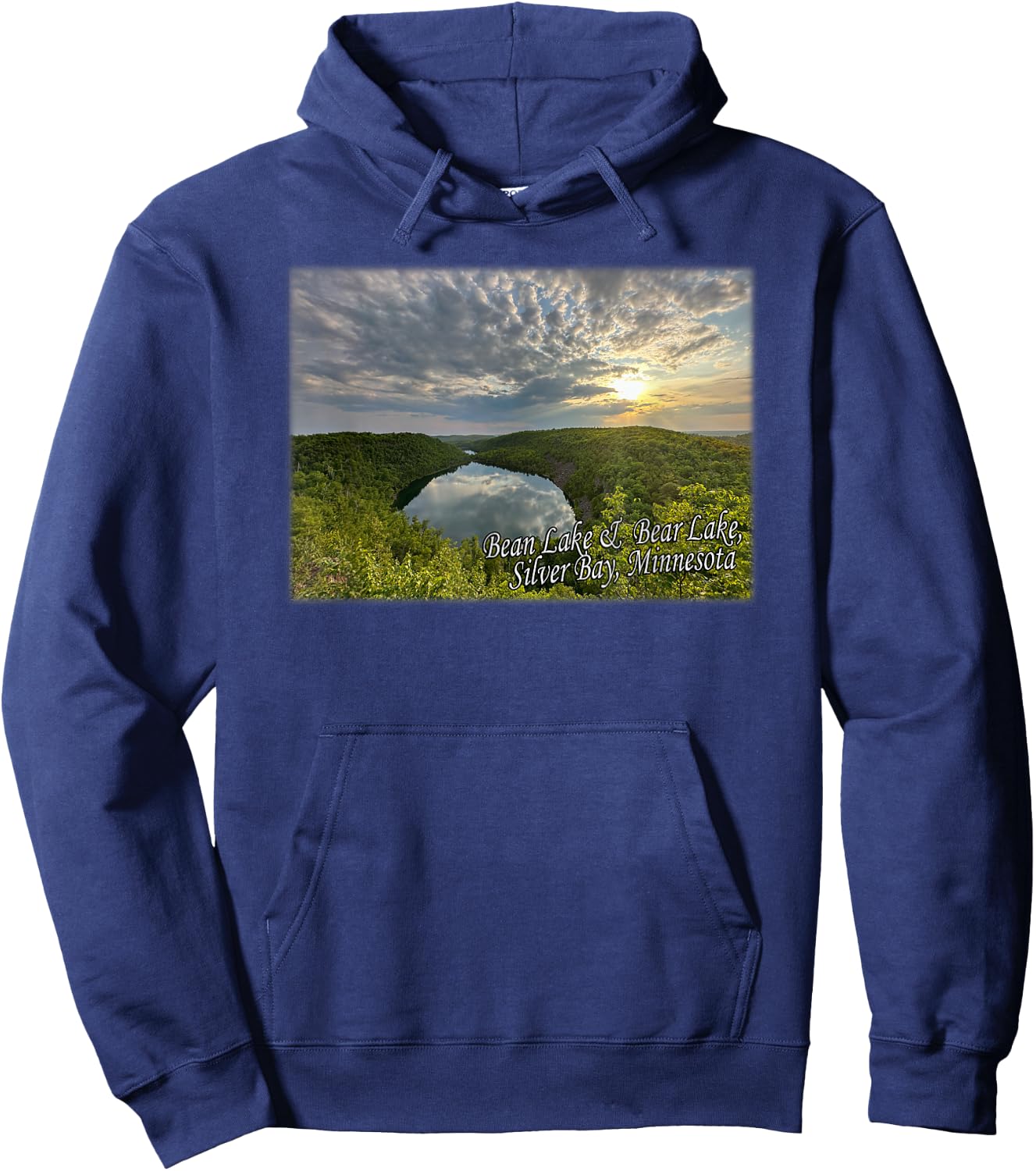 Bean & Bear Lake in Silver Bay, Minnesota Hoodie - Hoodie | Navy