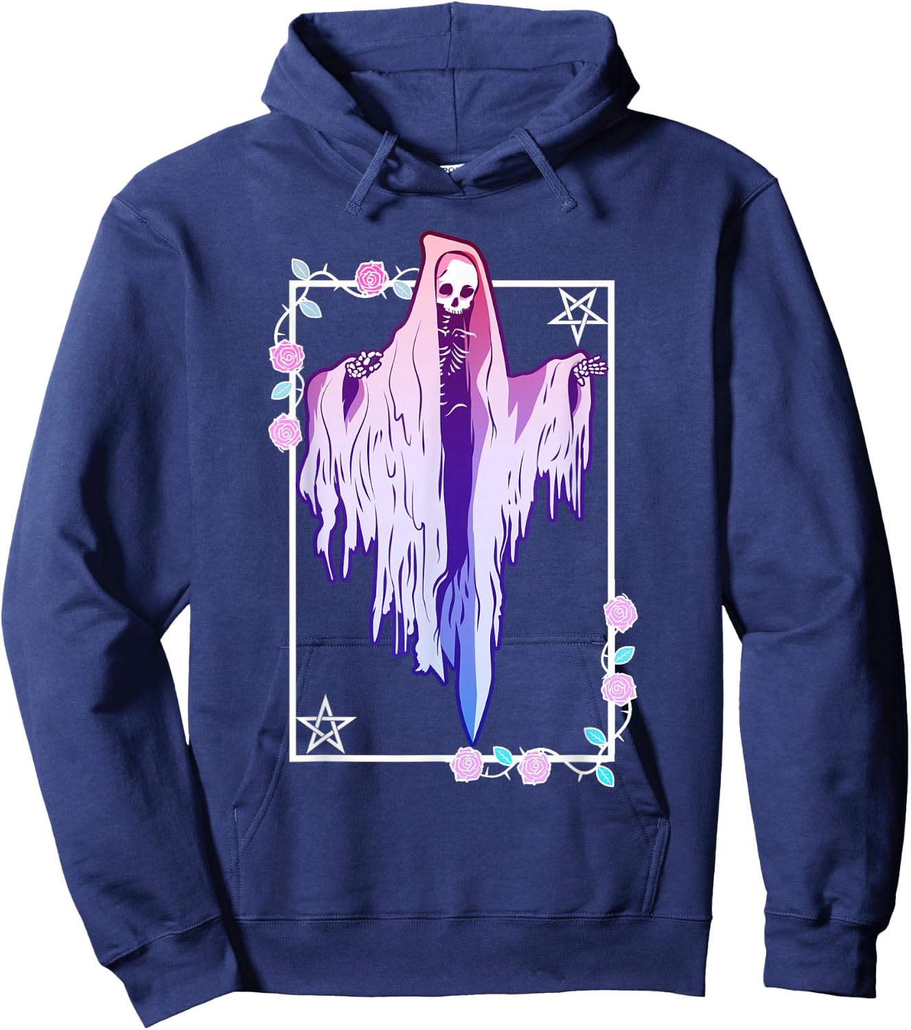 Pastel Goth Ghost Tarot Style Hoodie - Hoodie | Navy