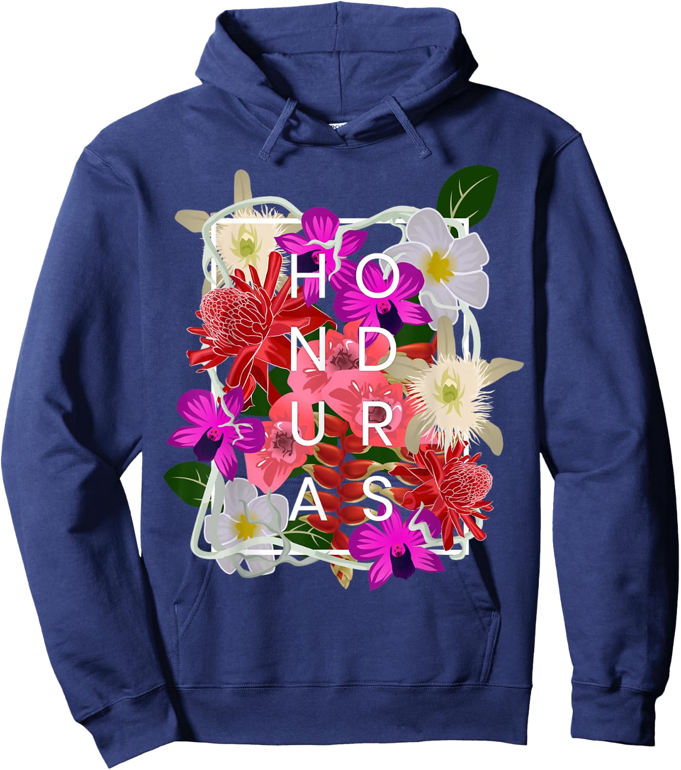 Flowers of Honduras Word Art - Honduran Pride Hoodie - Hoodie | Navy
