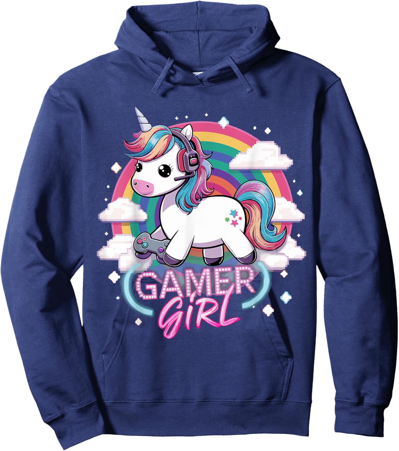 Gamer Girl Unicorn Gaming Cute Video Game Hoodie - Hoodie | Navy