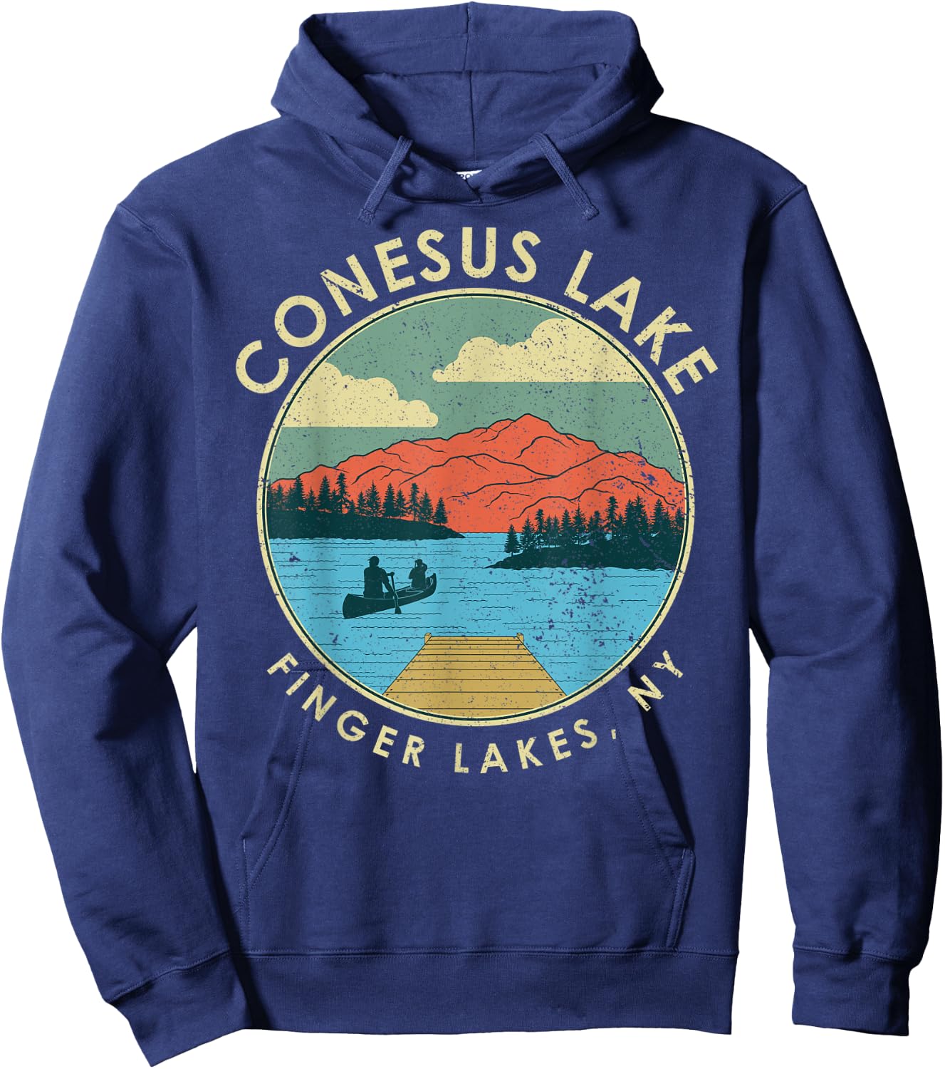 Finger Lakes NY New York Conesus Lake Hoodie - Hoodie | Navy