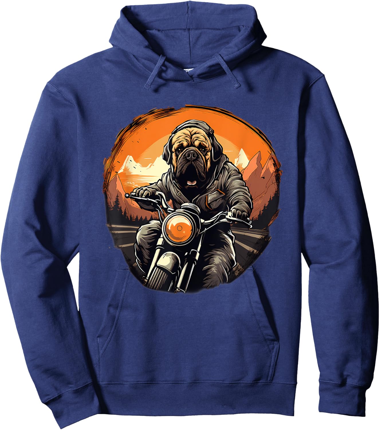 Biker English Mastiff Dog Riding Motorcycle Hoodie - Hoodie | Navy