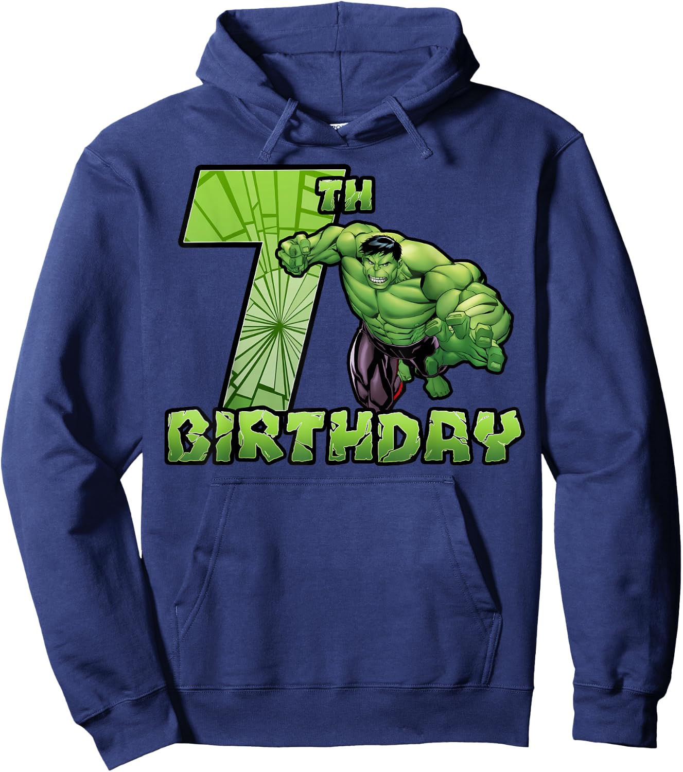 Marvel Avengers Hulk Smash 7th Birthday Hoodie - Hoodie | Navy