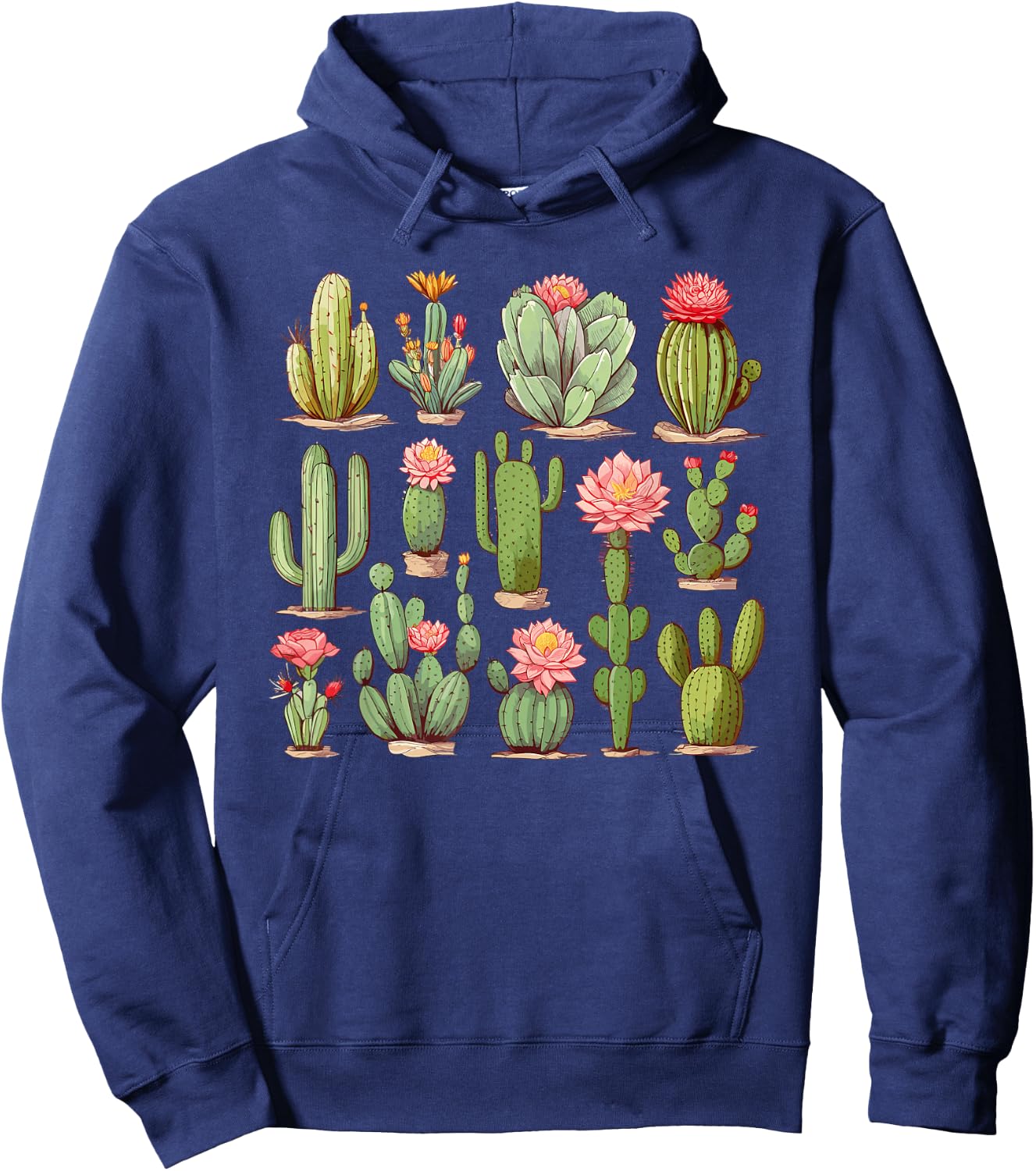 Cactus Lover Gardener Serape Cactus Women Hoodie - Hoodie | Navy