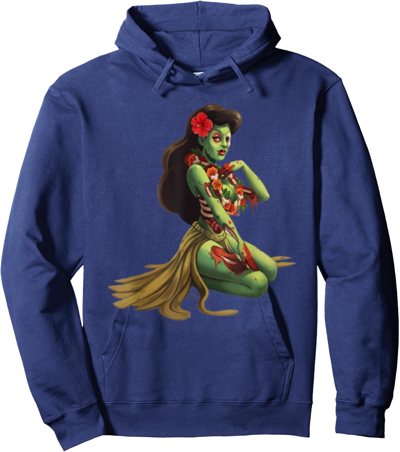 Hawaii Pin Up Girl Zombie Halloween Hoodie - Hoodie | Navy