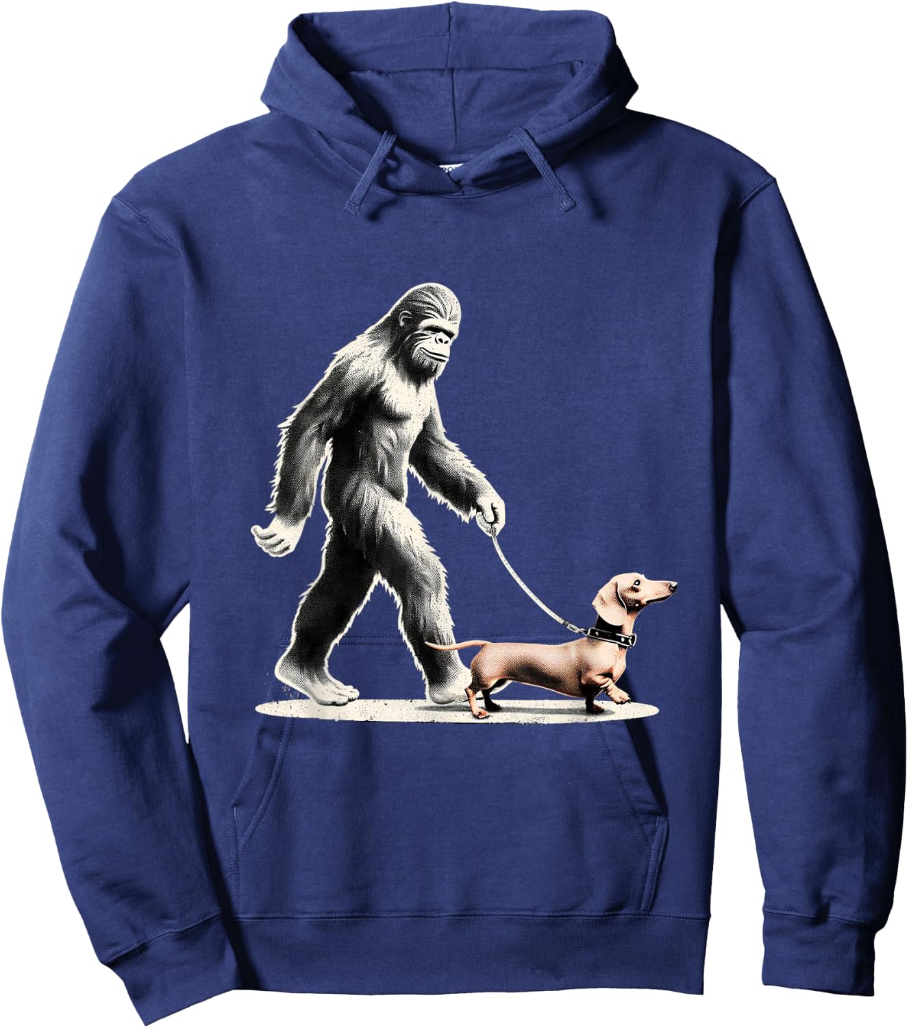 Bigfoot Walking Dachshund Funny Wiener Dog Hoodie - Hoodie | Navy