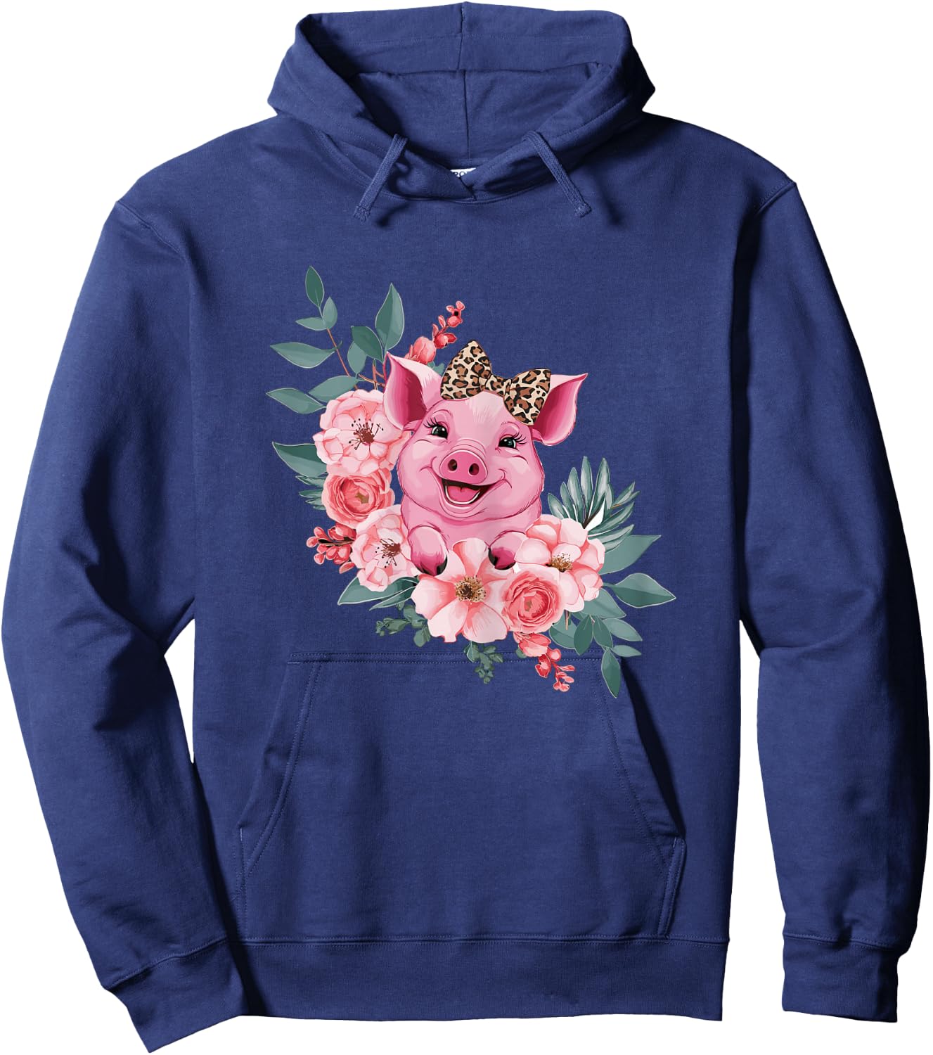 Pig With Leopard Headband Flower Pig Lover Hoodie - Hoodie | Navy