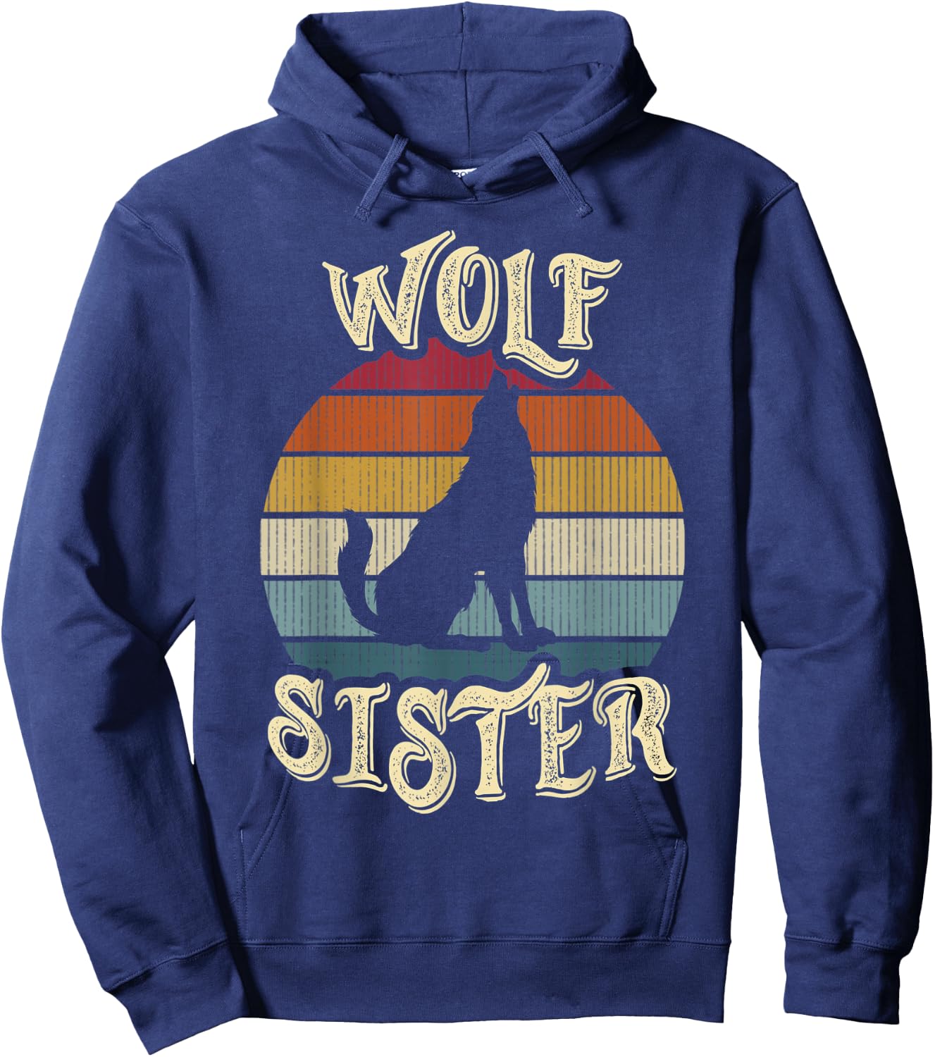 Wolf Sister Wolves Lover Vintage Funny Cute Pet Hoodie - Hoodie | Navy