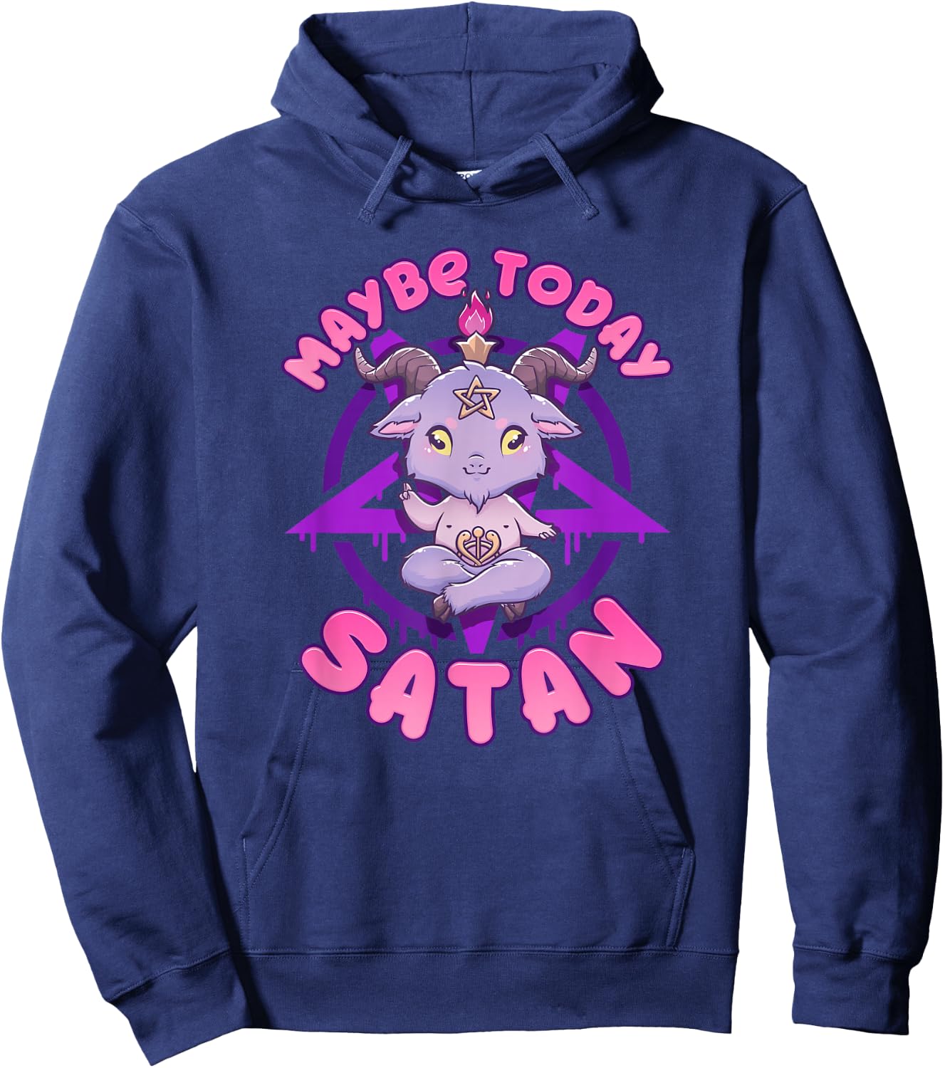 Maybe Today Satan I Cute Kawaii Anime Baphomet Hoodie - Hoodie | Navy
